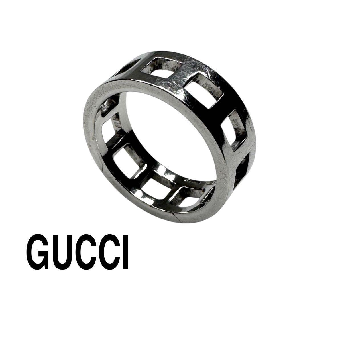 GUCCI グッチ オープンスクエア リング SV925 指輪 シルバー 約11号 美 