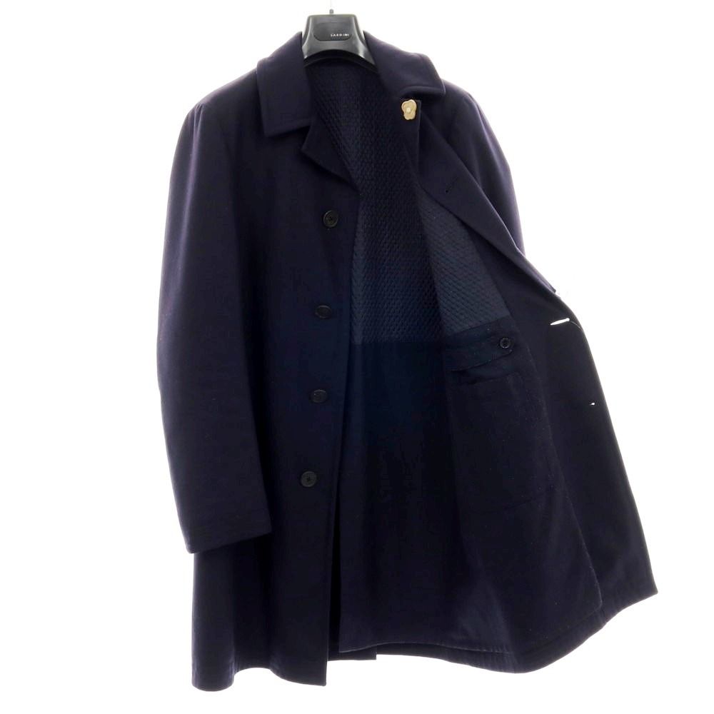 <美品>LARDINI ネイビー ウール チェスターコート サイズ46 ラルディーニ LARDINI ウール ステンカラーコート ネイビー【サイズ46