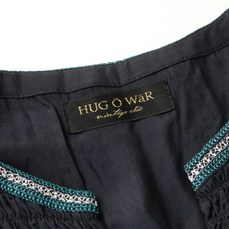 ハグオーワー HUG O WaR シャーリング刺繍ティアードドレス 1