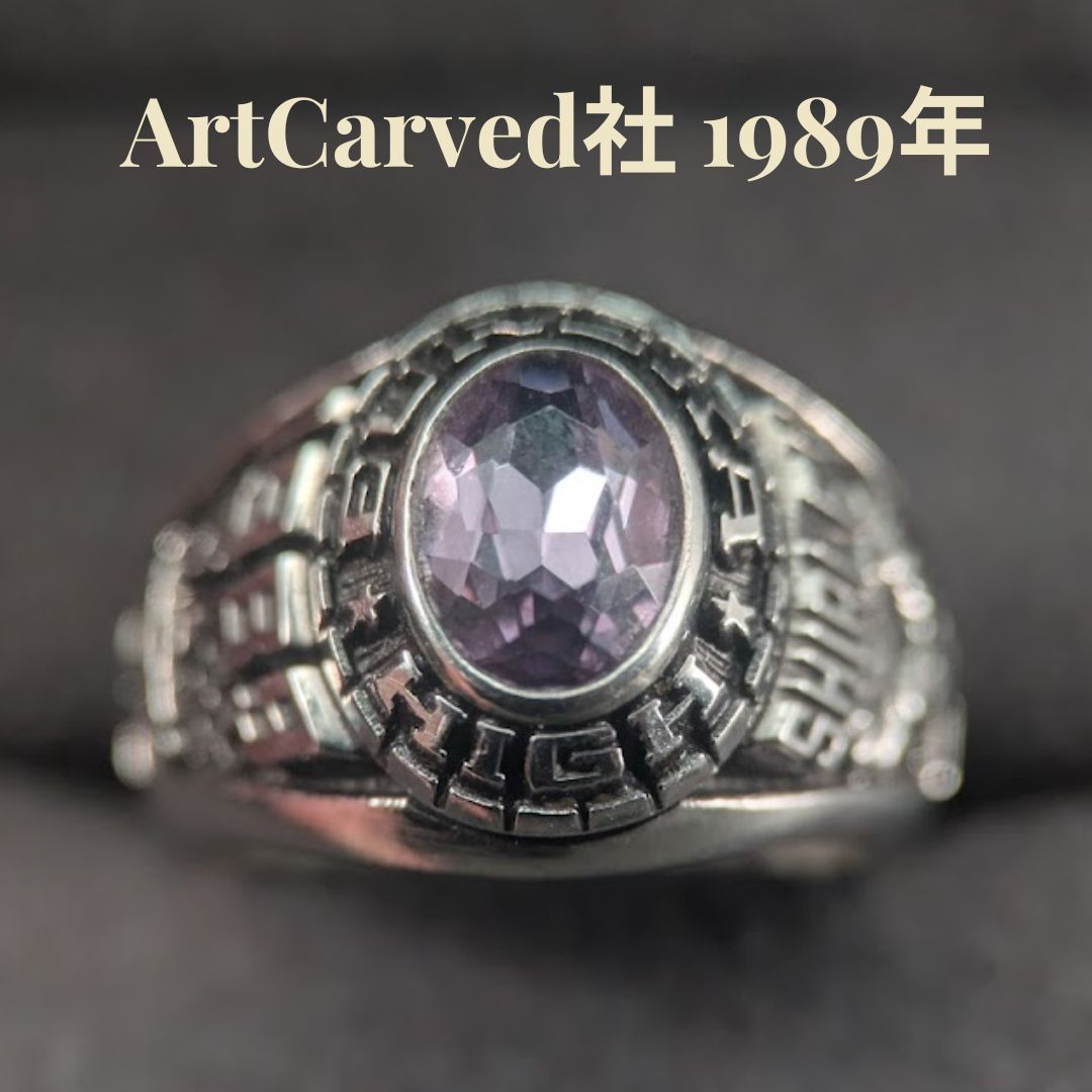 1989年 ArtCarved社 12号 ピンキー 米国 カレッジリング パープルストーン ヴィンテージ アメジストカラー 1989年 ArtCarved社 12号 ピンキー 米国 カレッジリング パープル