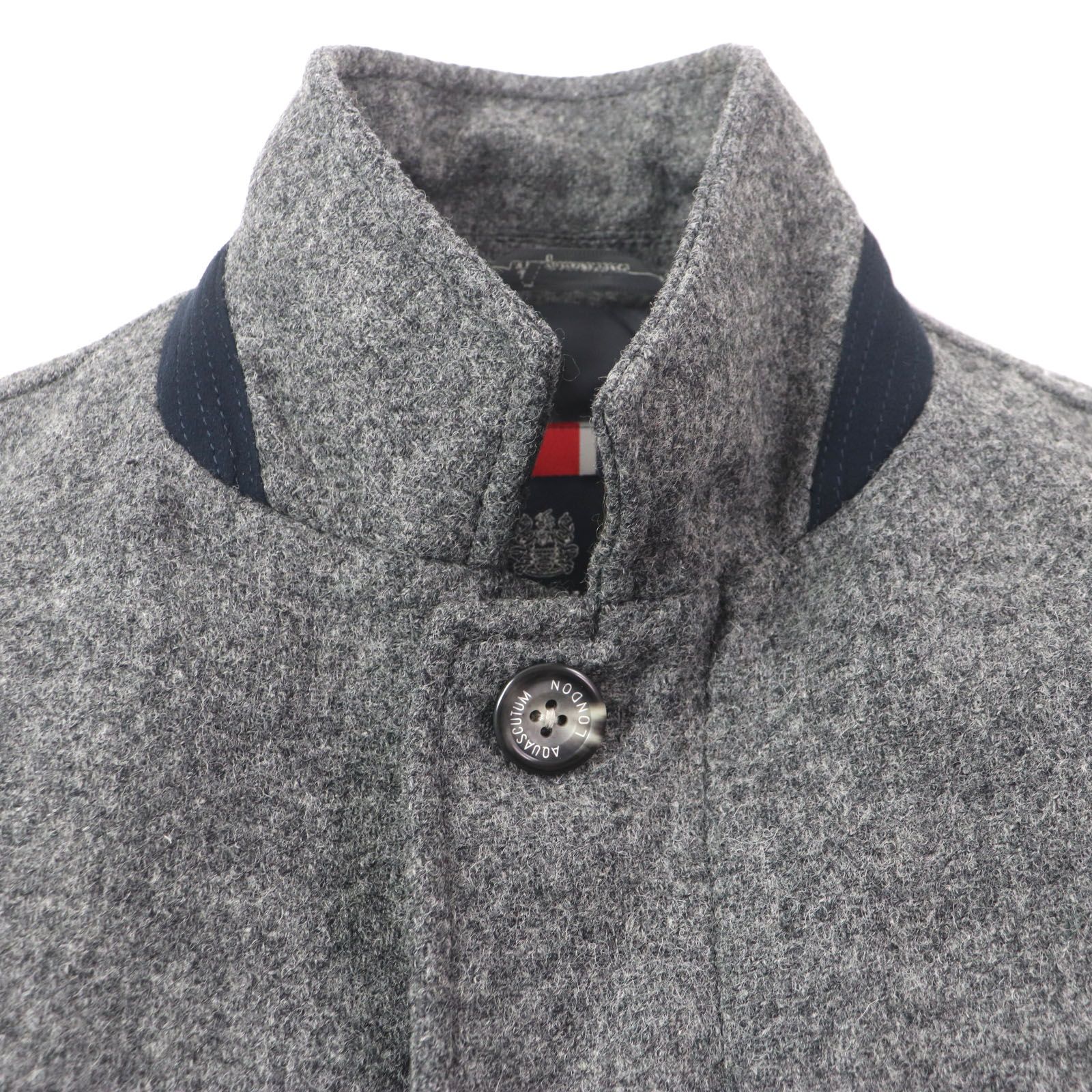 極美品▽Aquascutum アクアスキュータム ウール100% ツイード ロゴ入り 