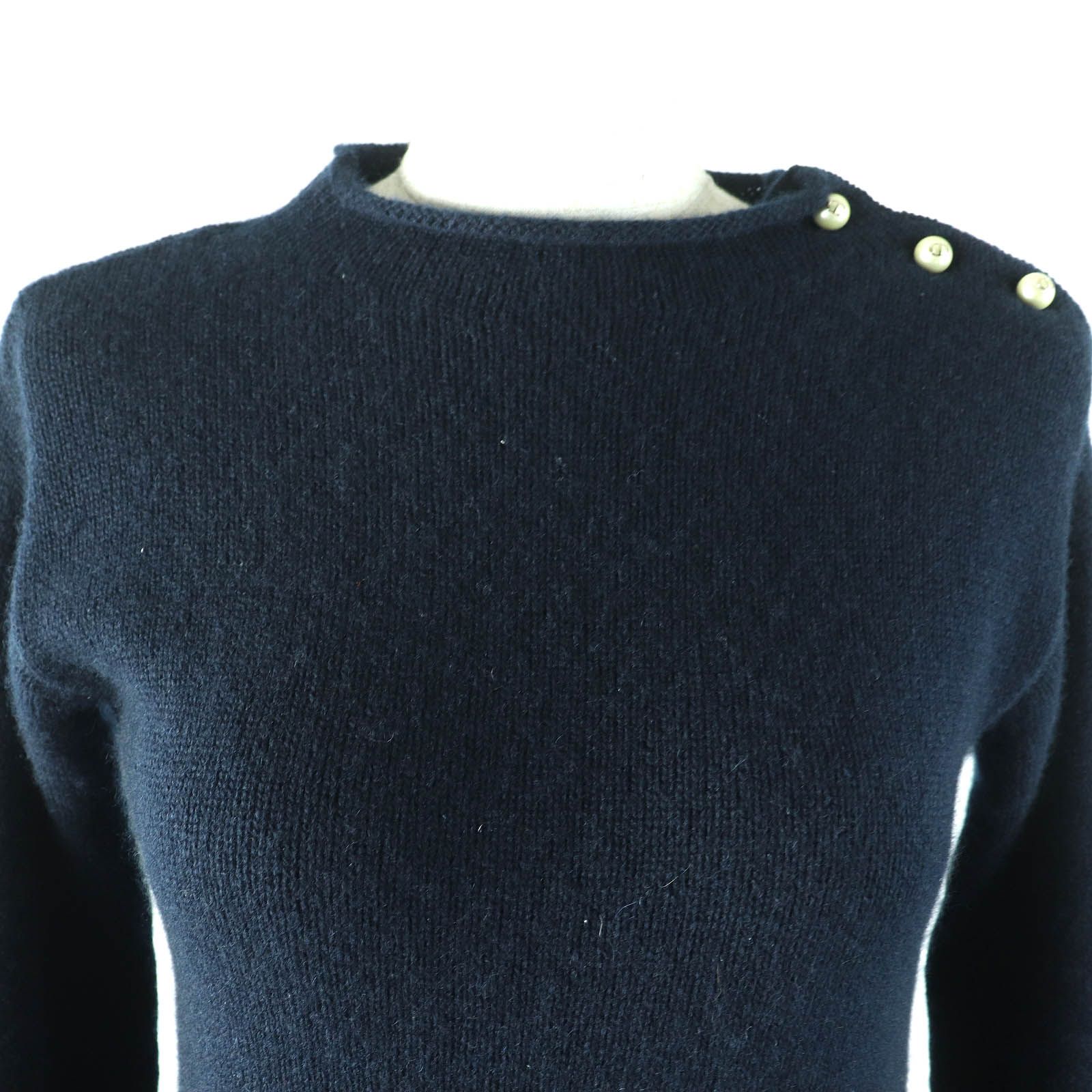 美品△Christian Dior クリスチャンディオール 354S74AM082 カシミヤ100％ CDロゴ フェイクパール ロングスリーブ ニット セーター ネイビー 38 イタリア製 正規品 レディース オススメ◎ 美品△Christian Dior クリスチャンディオール 354S74AM082 カシミヤ