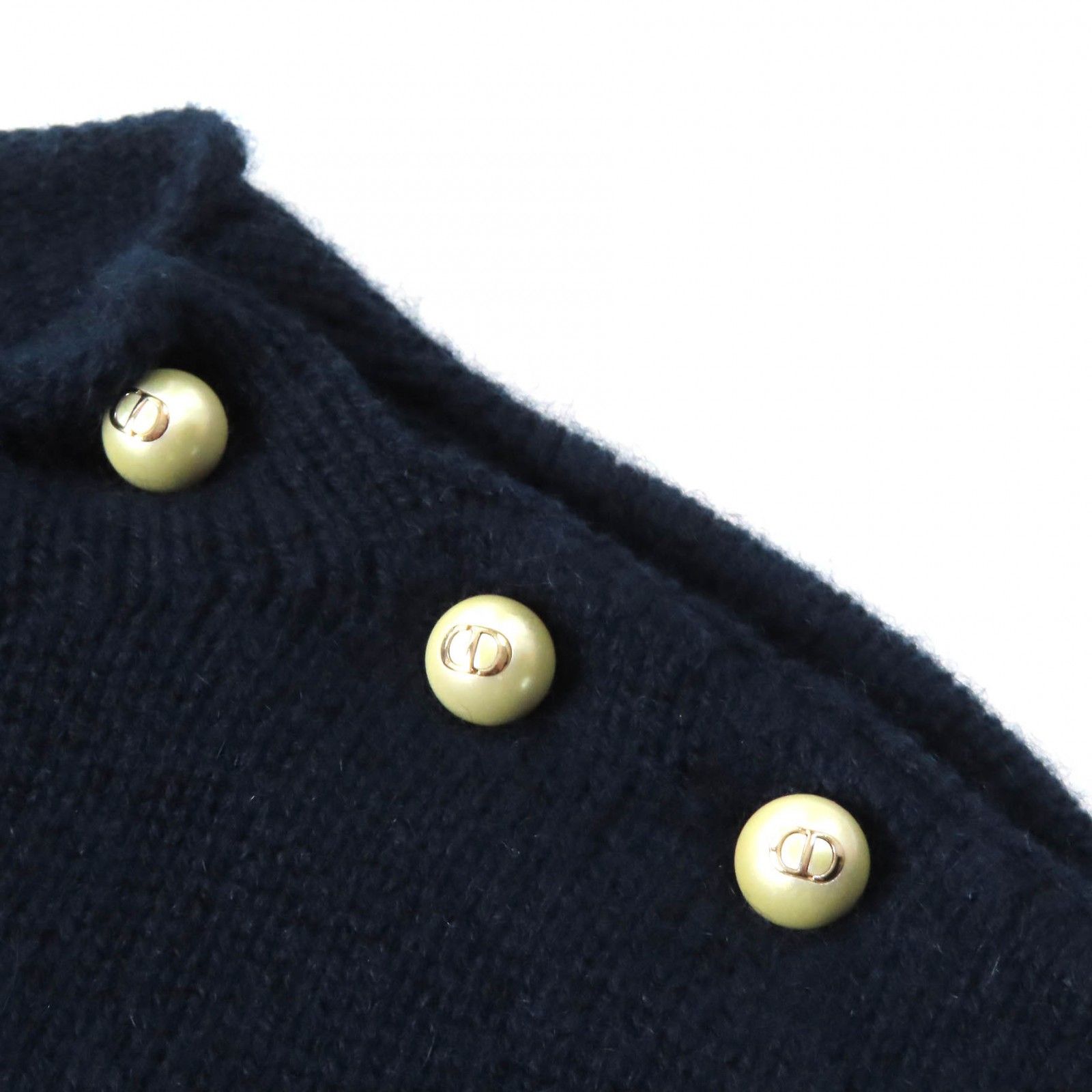 美品△Christian Dior クリスチャンディオール 354S74AM082 カシミヤ100％ CDロゴ フェイクパール ロングスリーブ ニット セーター ネイビー 38 イタリア製 正規品 レディース オススメ◎ 美品△Christian Dior クリスチャンディオール 354S74AM082 カシミヤ
