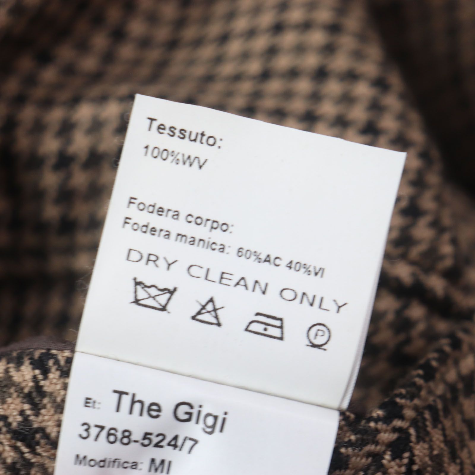 極美品▽THE GIGI ザ・ジジ ウール100% 千鳥格子柄 アンコン シングル