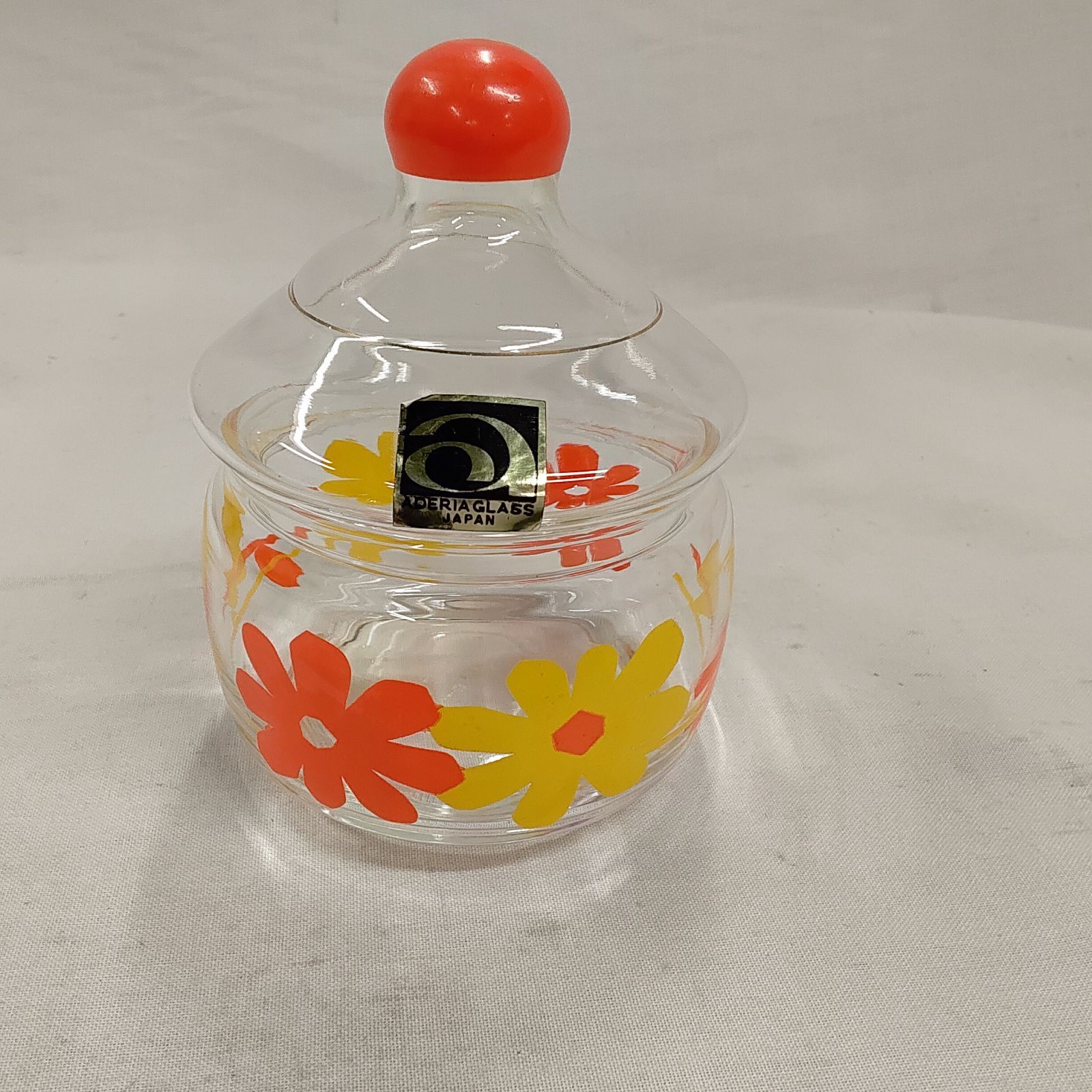 未使用 アデリアグラス ADERIA GLASS 昭和レトロ 花柄 ガラスポット