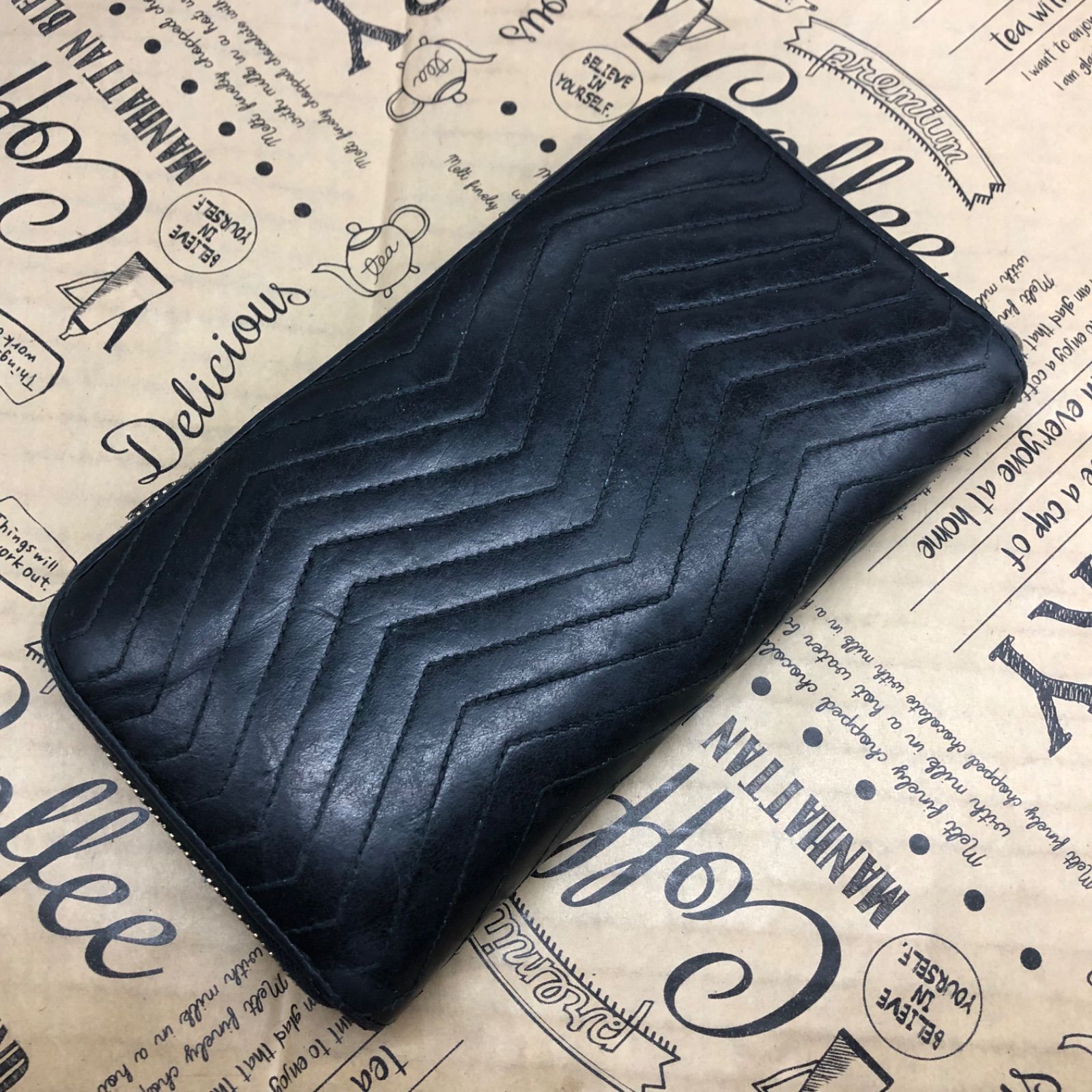 ミュウミュウ 長財布 ラウンドキルティング リボン 革 黒 GB178 - メルカリ