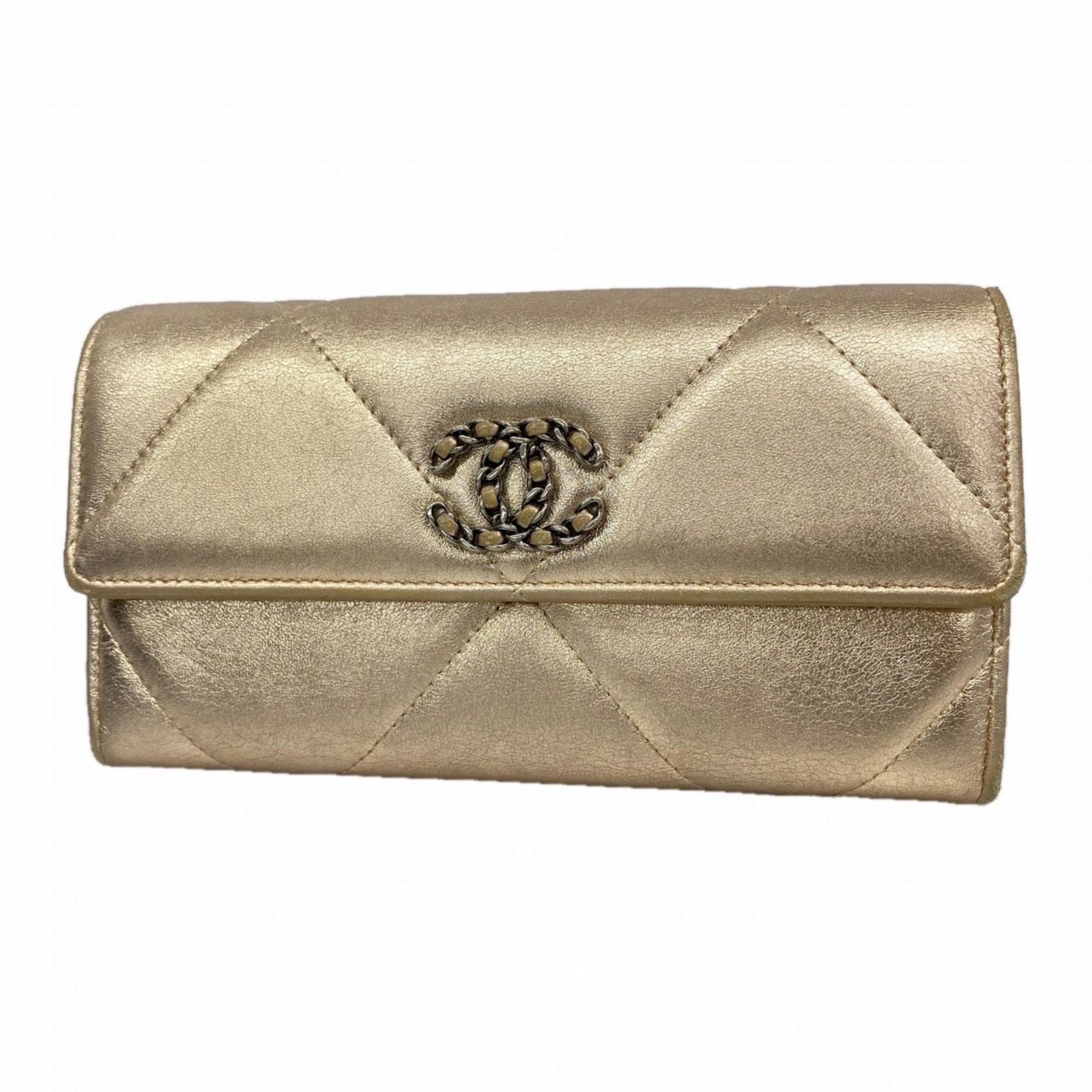 CHANEL☆シャンパンゴールド長財布 中古・古着通販】CHANEL (シャネル) 長財布 ゴールド｜ブランド・古着