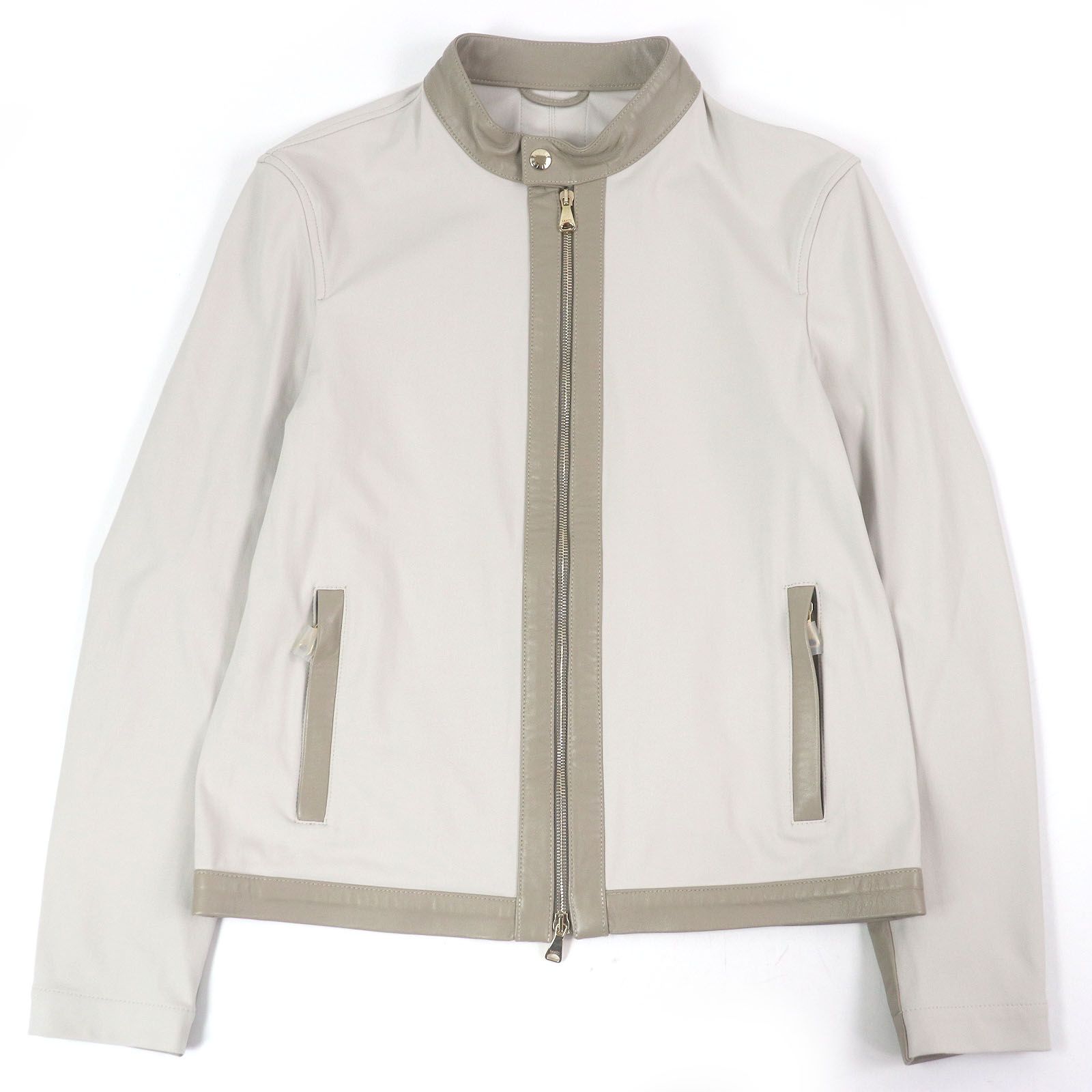 極美品□EMMETI エンメティ JURI ラムレザーパイピング WZIP シングル 