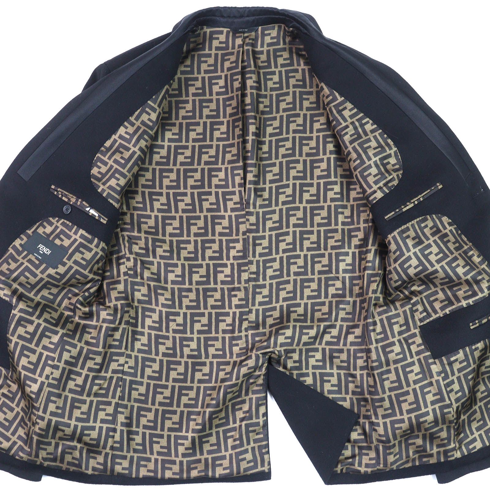 極美品△FENDI フェンディ 2019年製 FJ0562 カシミヤ100％ 裏地FFロゴ 