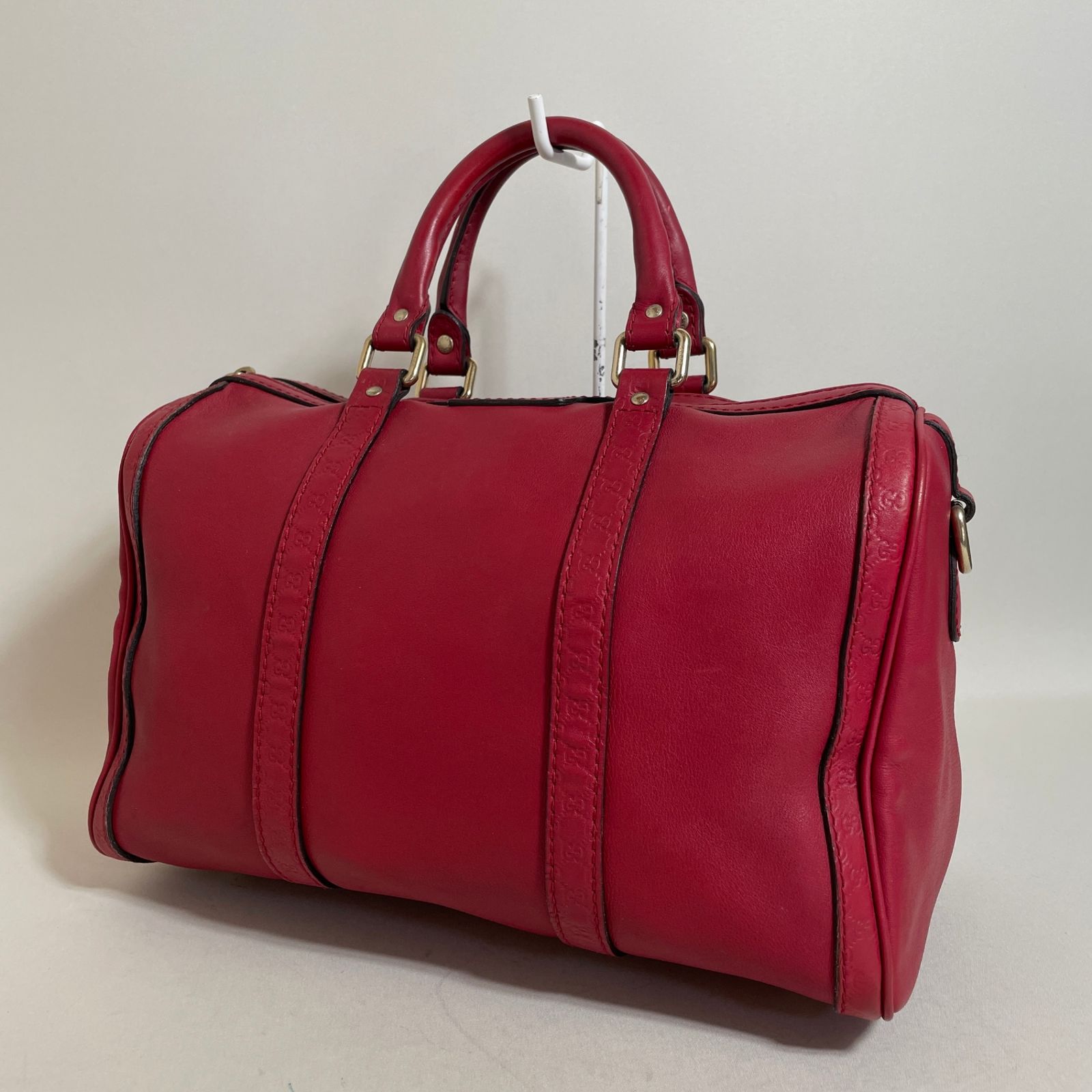 2603-8｜美品｜グッチ GGシマ ボストンバッグ レザー レッド - メルカリ