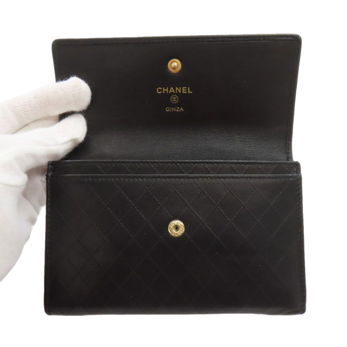 CHANEL シャネル カメリア マトラッセ 銀座限定 ゴールド金具 長財布 