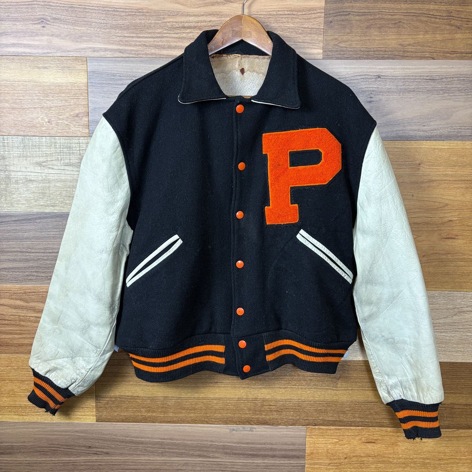 60s BUTWIN 襟付き レザー切り替え スタジャン アワードジャケット