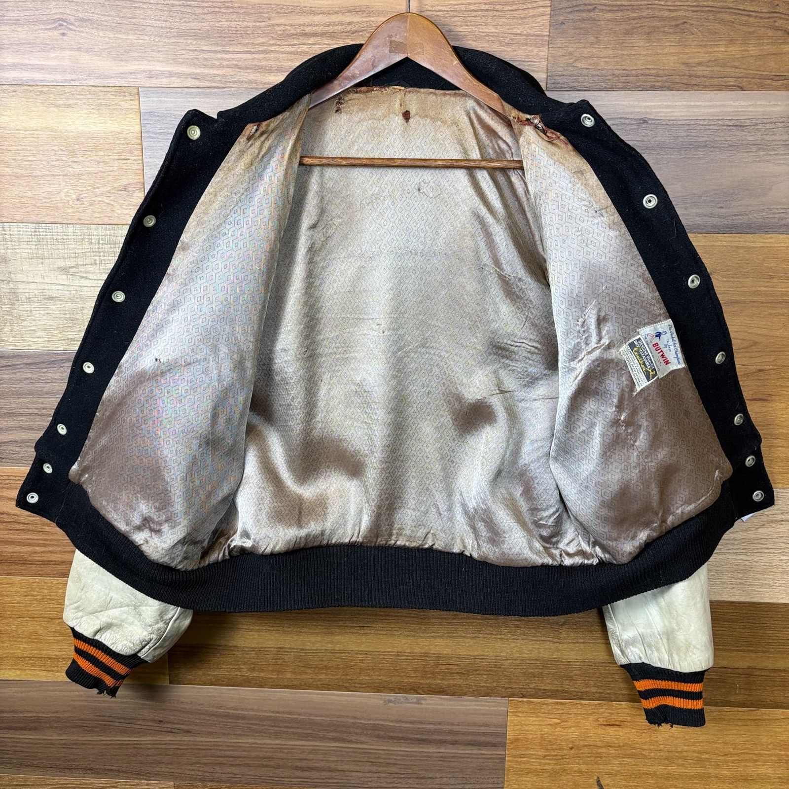 60s BUTWIN 襟付き レザー切り替え スタジャン アワードジャケット