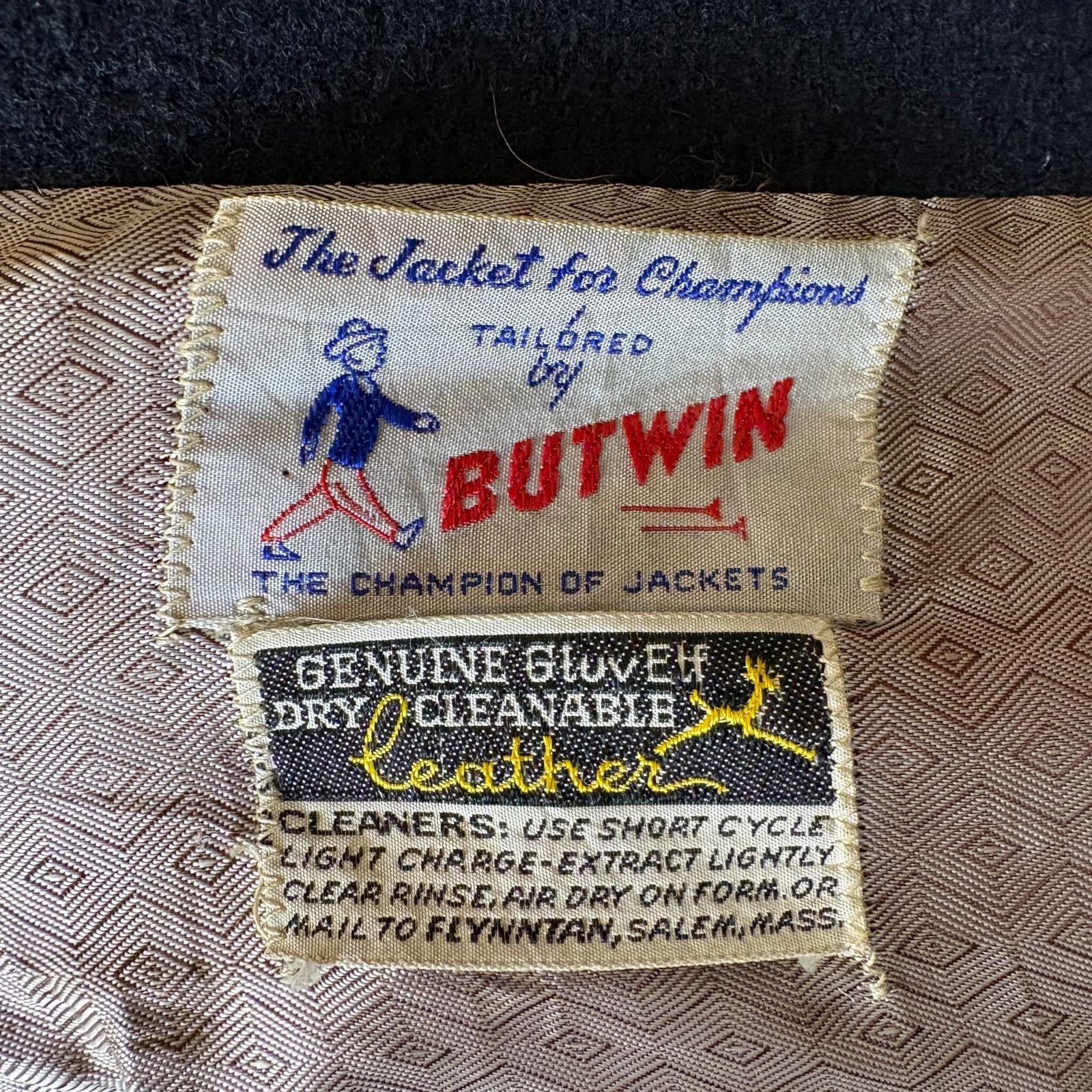 60s BUTWIN 襟付き レザー切り替え スタジャン アワードジャケット