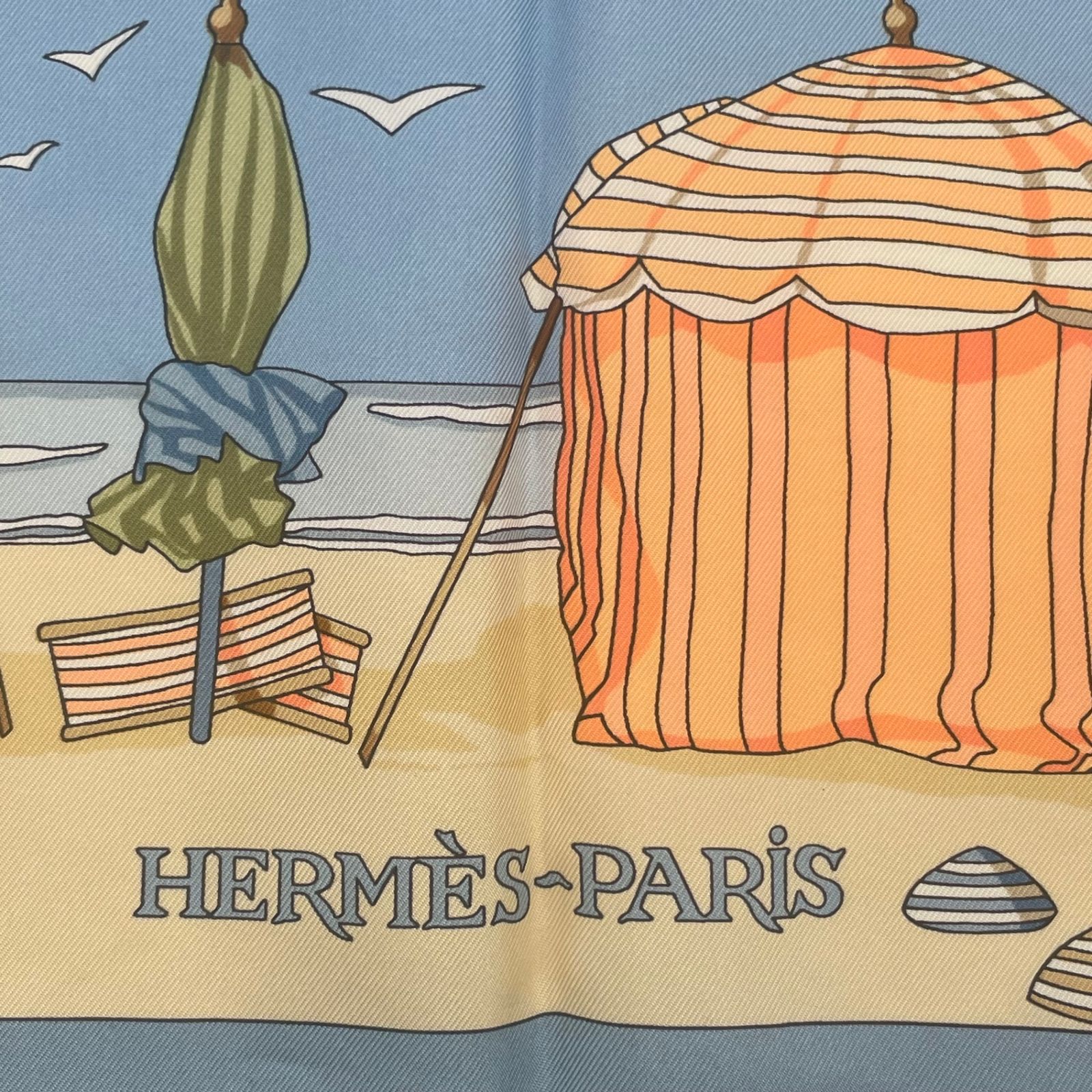 美品 HERMES エルメス スカーフ シルク カレ90 CHARMES DES PLAGES