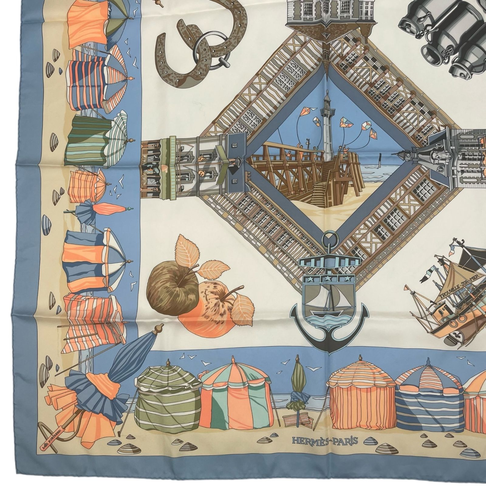 美品 HERMES エルメス スカーフ シルク カレ90 CHARMES DES PLAGES