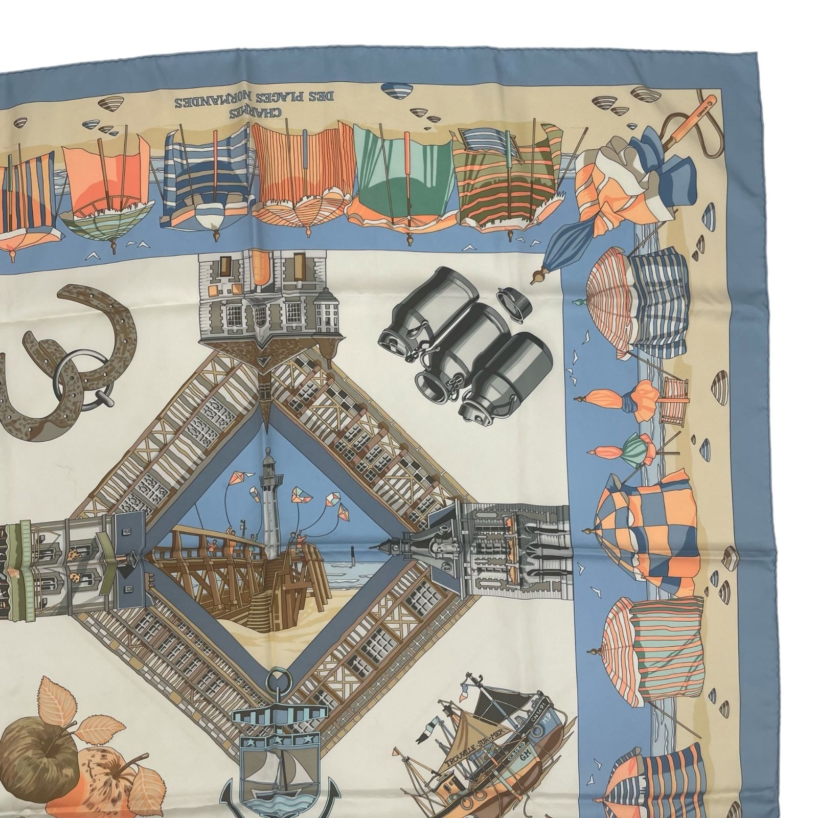 美品 HERMES エルメス スカーフ シルク カレ90 CHARMES DES PLAGES 
