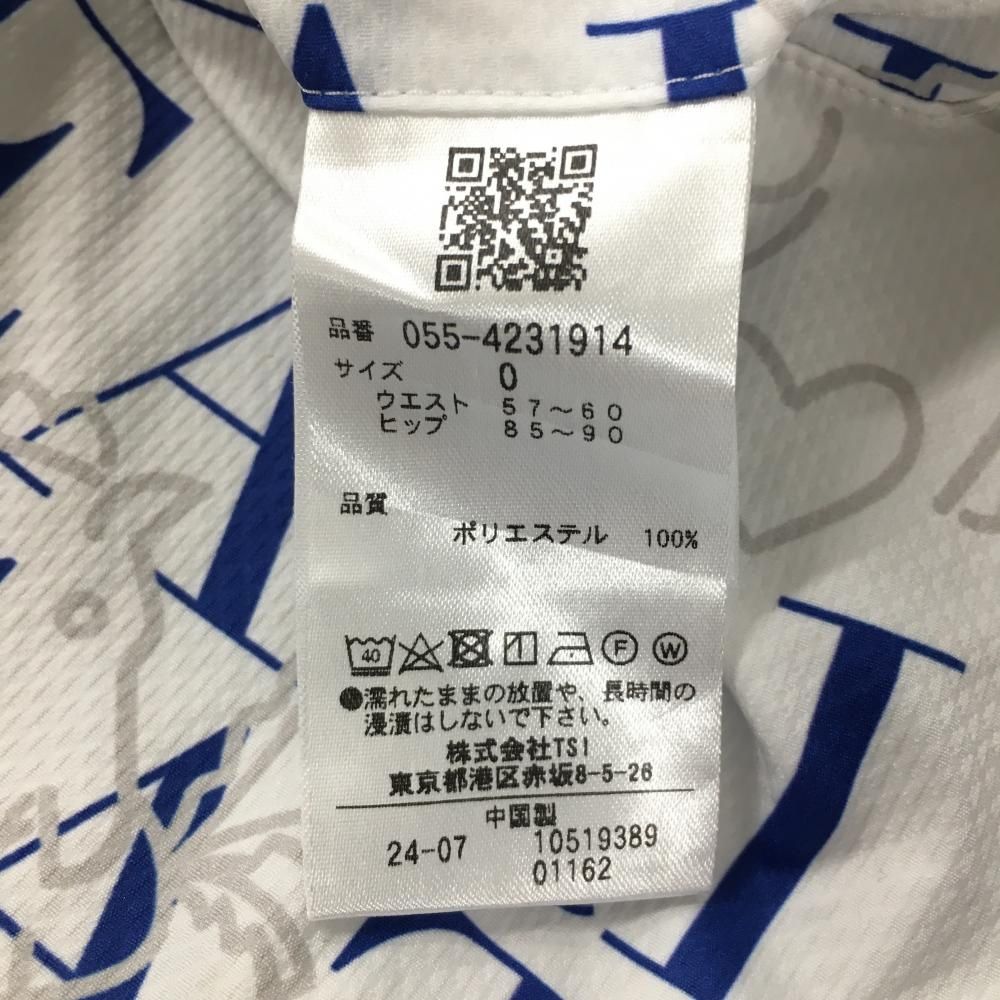 美品】パーリーゲイツ パンツ 白×ネイビーブルー×グレー 馬総柄 ロゴ総