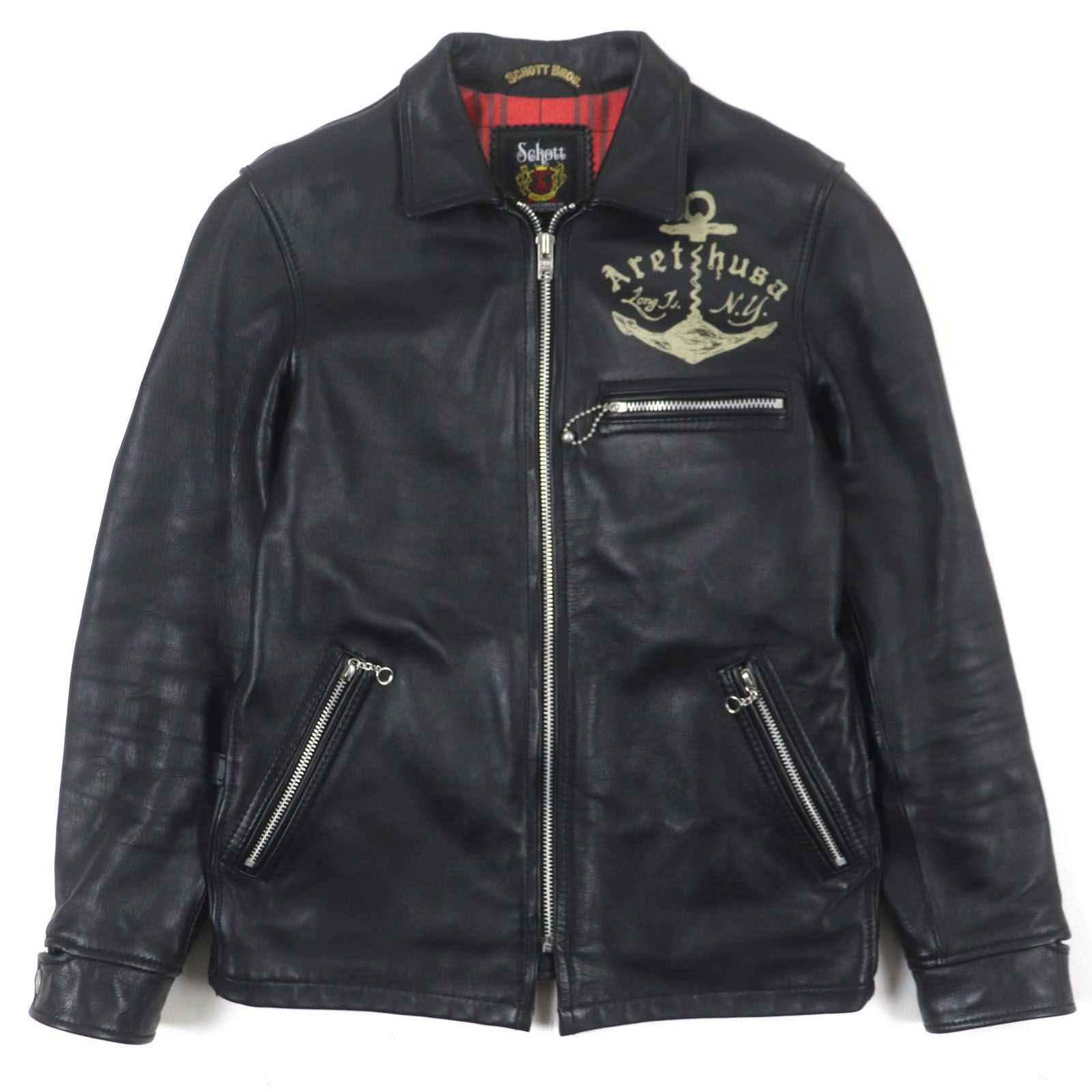 美品▽schott ショット 3141022 LONG ISLAND ロングアイランド 牛革 