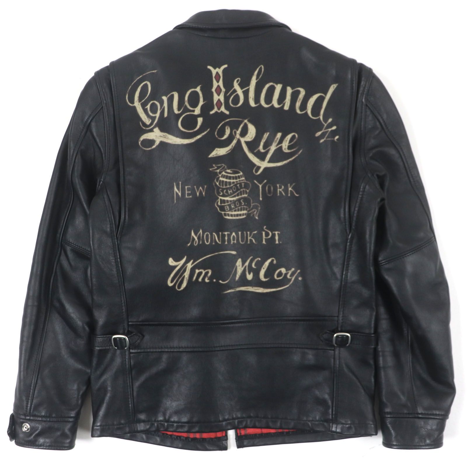 美品▼schott ショット 3141022 LONG  ロングアイランド 牛革 レザー ジップアップ シングル ライダースジャケット ブラック S 正規品 メンズ 美品▽schott ショット 3141022 LONG ISLAND ロングアイランド 牛革