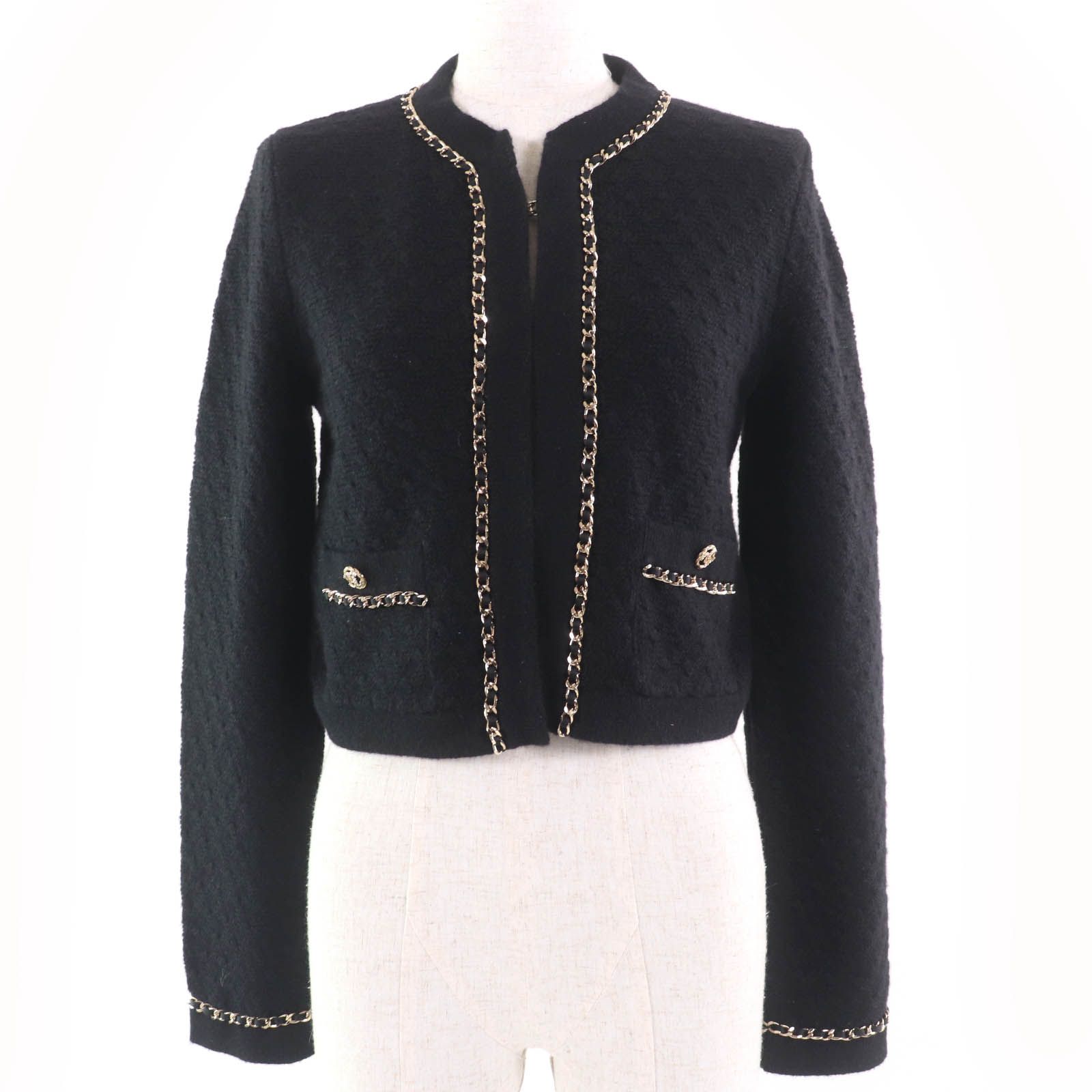 極美品☆CHANEL シャネル P7524K10893 カシミヤ100％ ココマークボタン