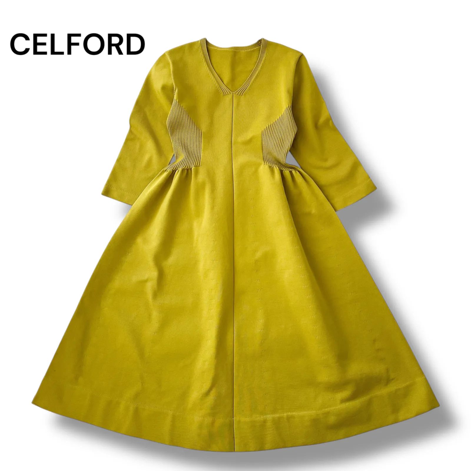 CELFORD セルフォード Vネック ホールガーメント ニット ワンピース 36