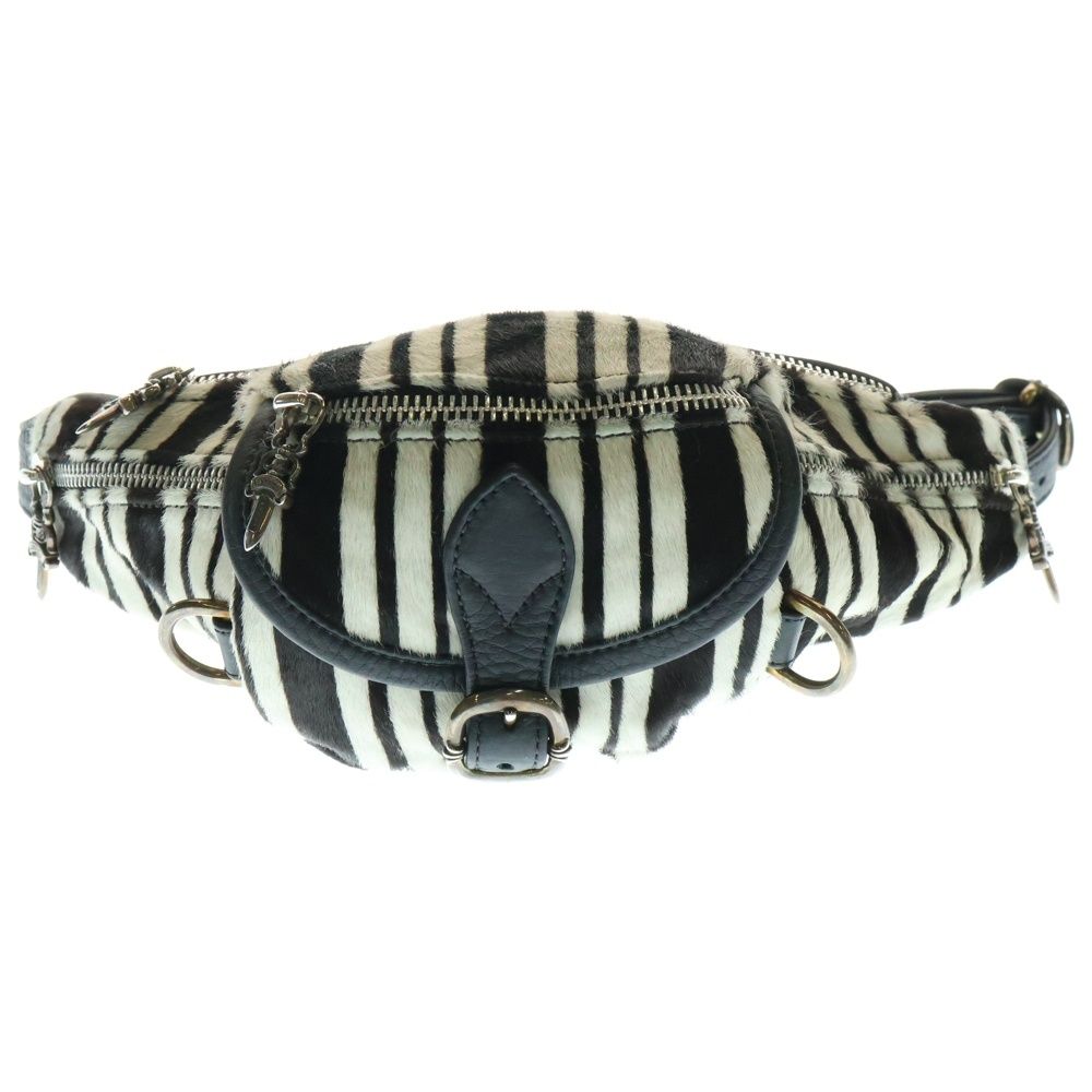 CHROME HEARTS (クロムハーツ) SNAT PACK mini スナットパックミニ ダガージップ ガンスリンガーベルト ハラコ ウエストバッグ ボディバッグ ホワイト/ブラック