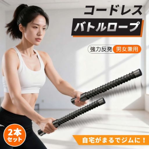 バトルロープ 携帯型 2本セットコードレス 自宅用筋トレグッズ ロー 