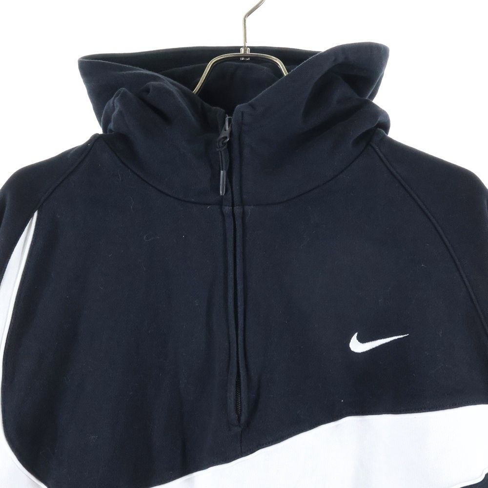 NIKE パーカー スウッシュ ジップ スウェット ブラック ホワイト Lサイズ