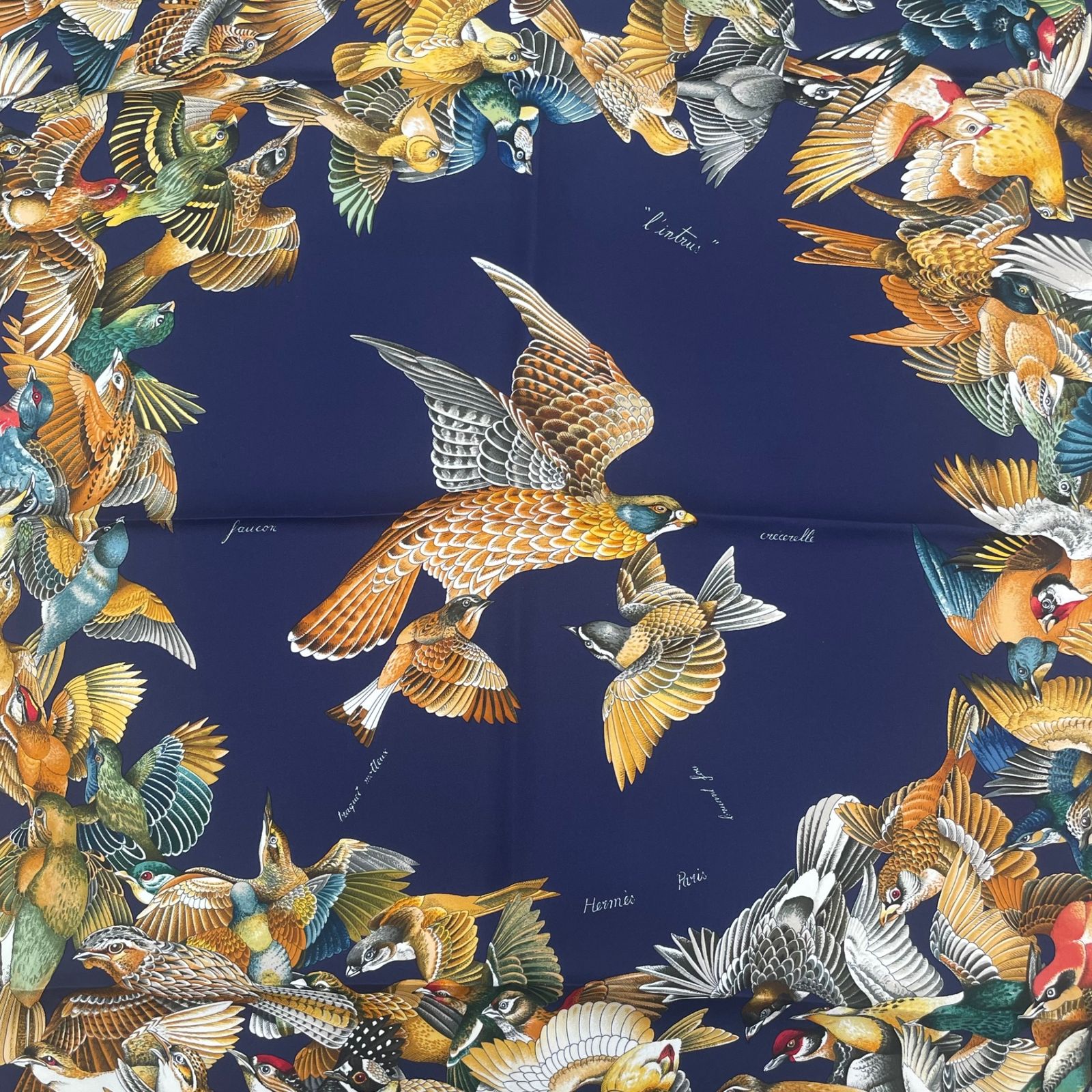 未使用！ HERMES カレ90 L'INTRUS 侵入者 スカーフ 新品同様 希少 HERMES エルメス スカーフ シルク カレ90 L'intrus侵入