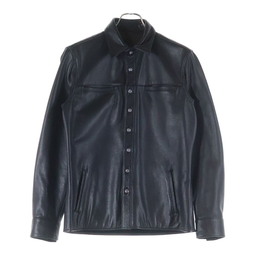CHROME HEARTS (クロムハーツ) クロスボールボタン レザーシャツ 