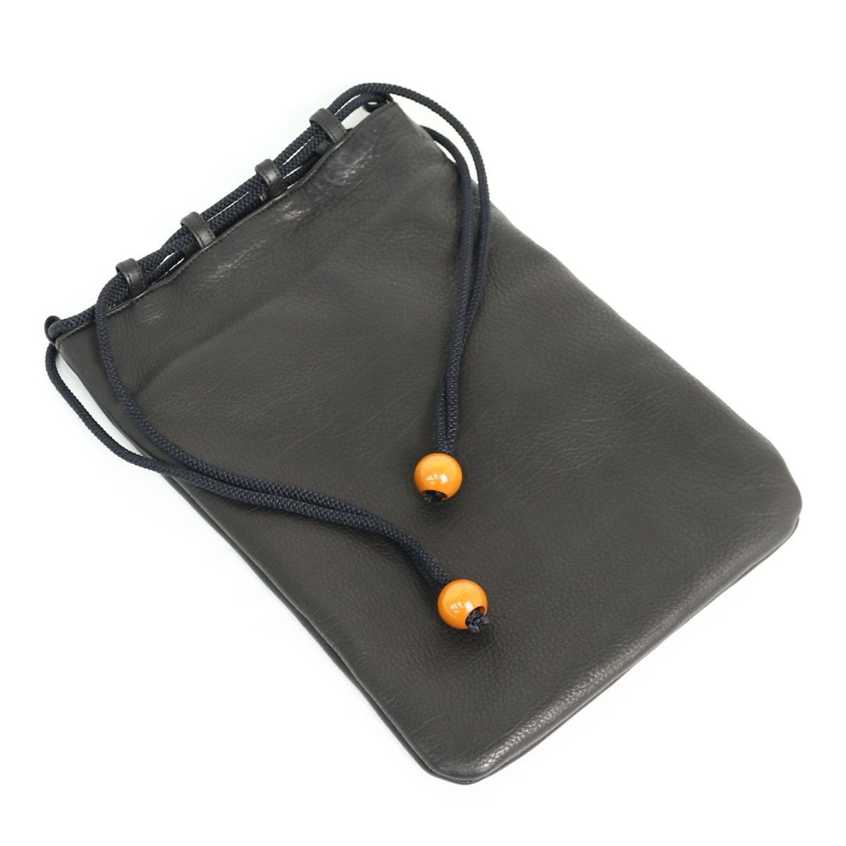 【未使用に近い/レザー巾着/信玄袋//ブラック】 SJst] 美品 信玄袋 巾着袋 本革 牛皮 レザー 黒 ブラック - メルカリ