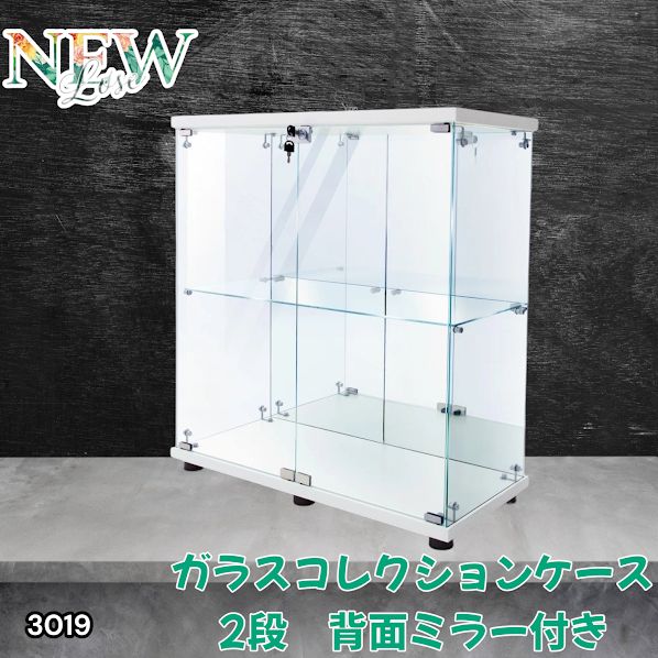 正規品，HOT】 #3019 ショーケース ガラスケース 背面ミラー付き 2段