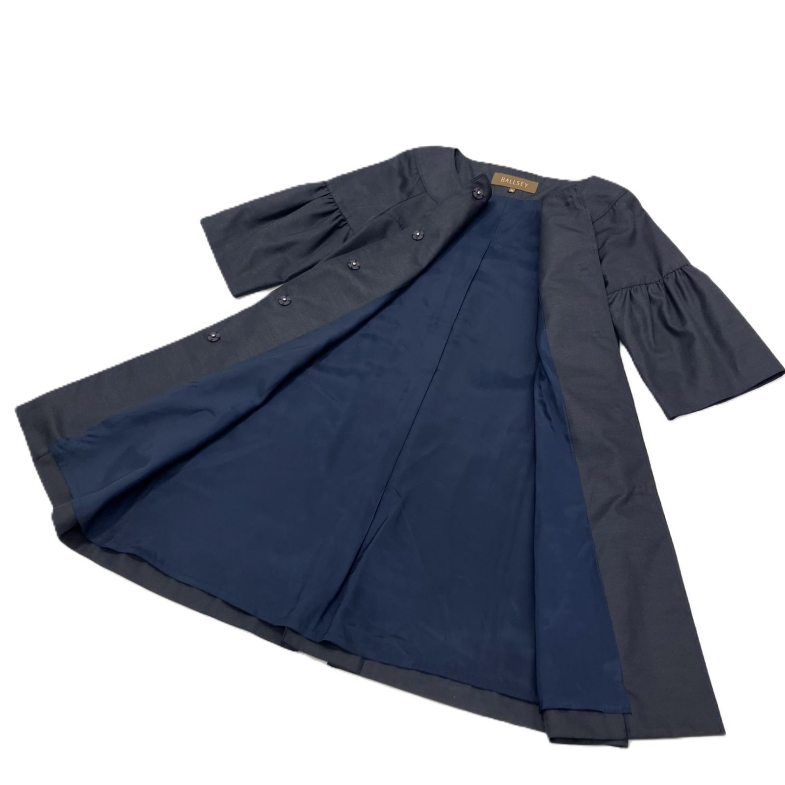 Ballsey 薄手コート ネイビー Ballsey/ボールジィ】ノーカラーコート 