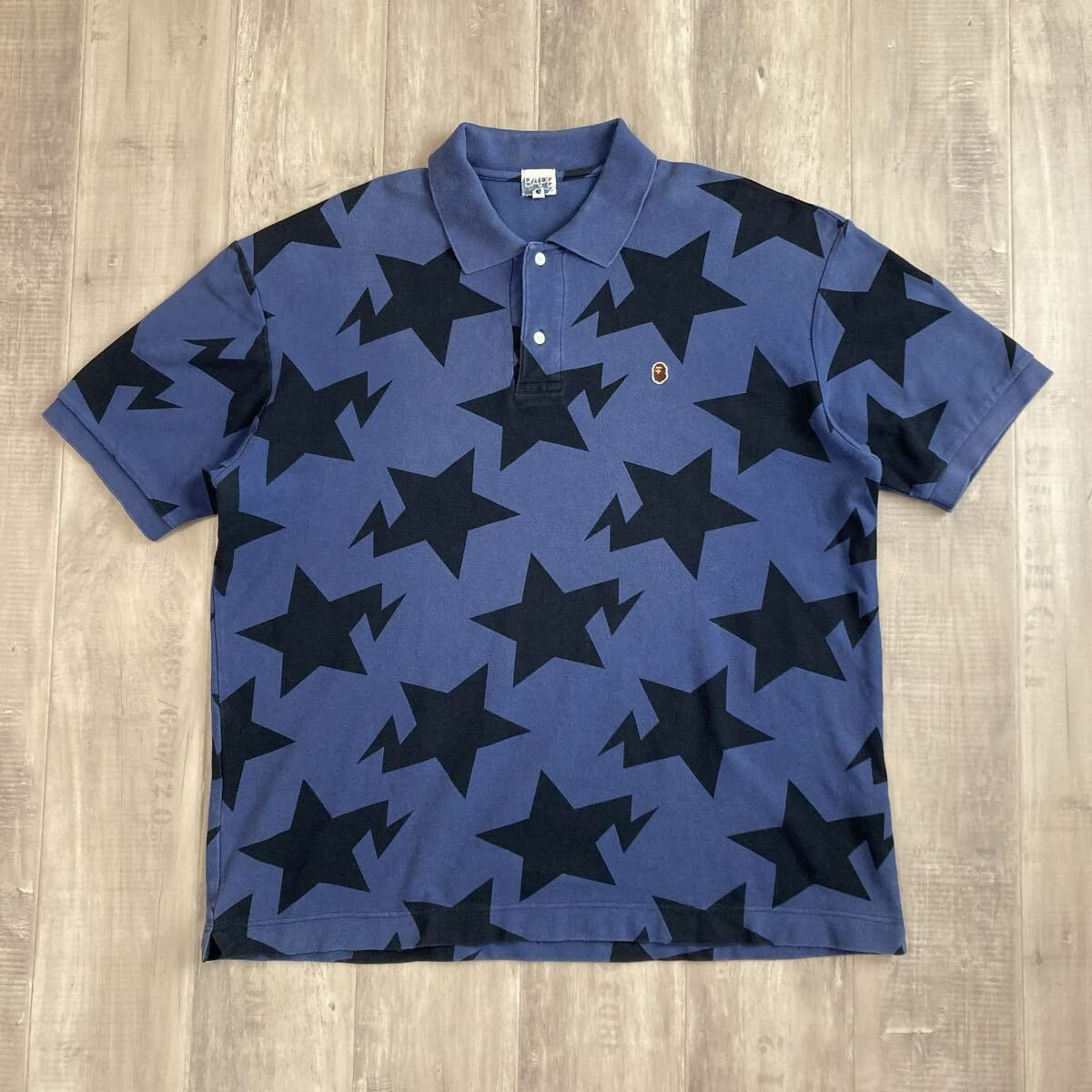 ☆XL☆ BAPE スター ポロシャツ ネイビー a bathing ape STAR BAPE STA 