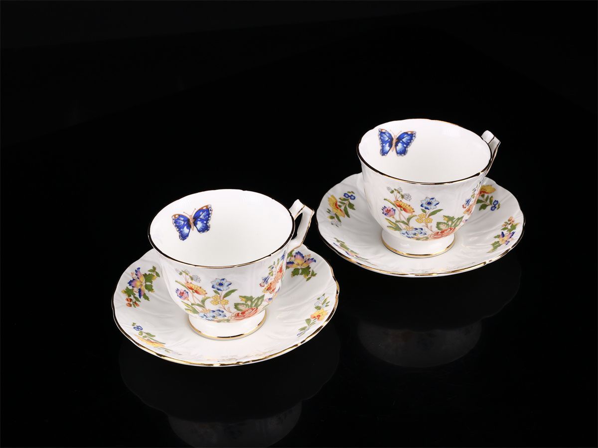 瑞】エインズレイ 花蝶紋 デミタスカップ＆ソーサー6客セット Yahoo