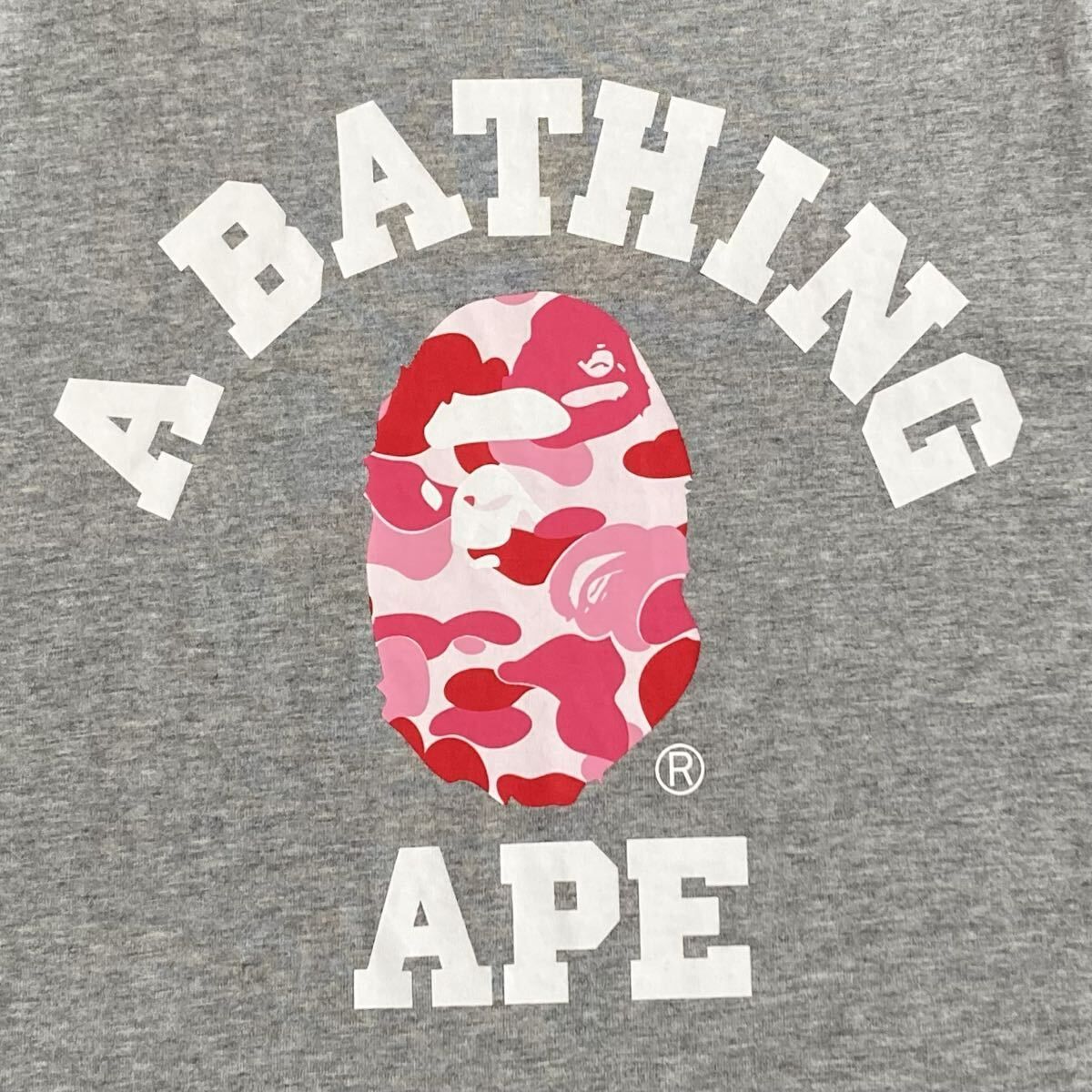 カレッジロゴ タンクトップ Mサイズ ABC CAMO PINK × グレー a bathing 