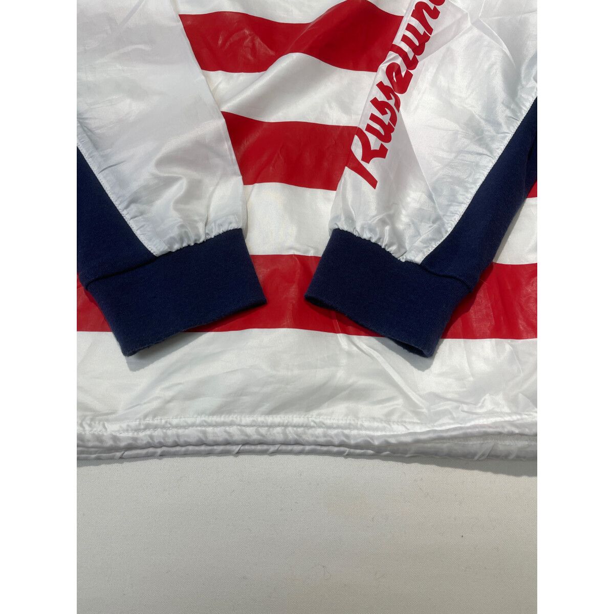 中古 メンズ ラッセルノ RUSSELUNO 長袖シャツ 6(LL) 白×紺×赤 モック
