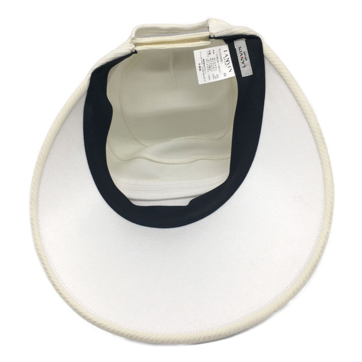 LANVIN - coco 中古 ランバンスポール LANVIN SPORT ハット フリー 56~59cm アイボリー系ホワイト たまご色 つば広タイプ2WAYハット サイドリボン 日差し対策 中古 ランバンスポール LANVIN SPORT ハット フリー 56~59cm
