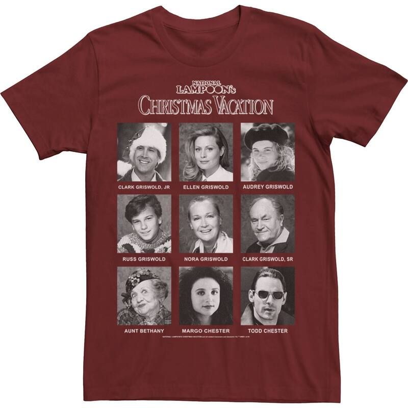 アニメキャラクター メンズ トップス Tシャツ Licensed Character Mens Chrstmas Vacation Familyearbook Photo Real Tee Cardinal