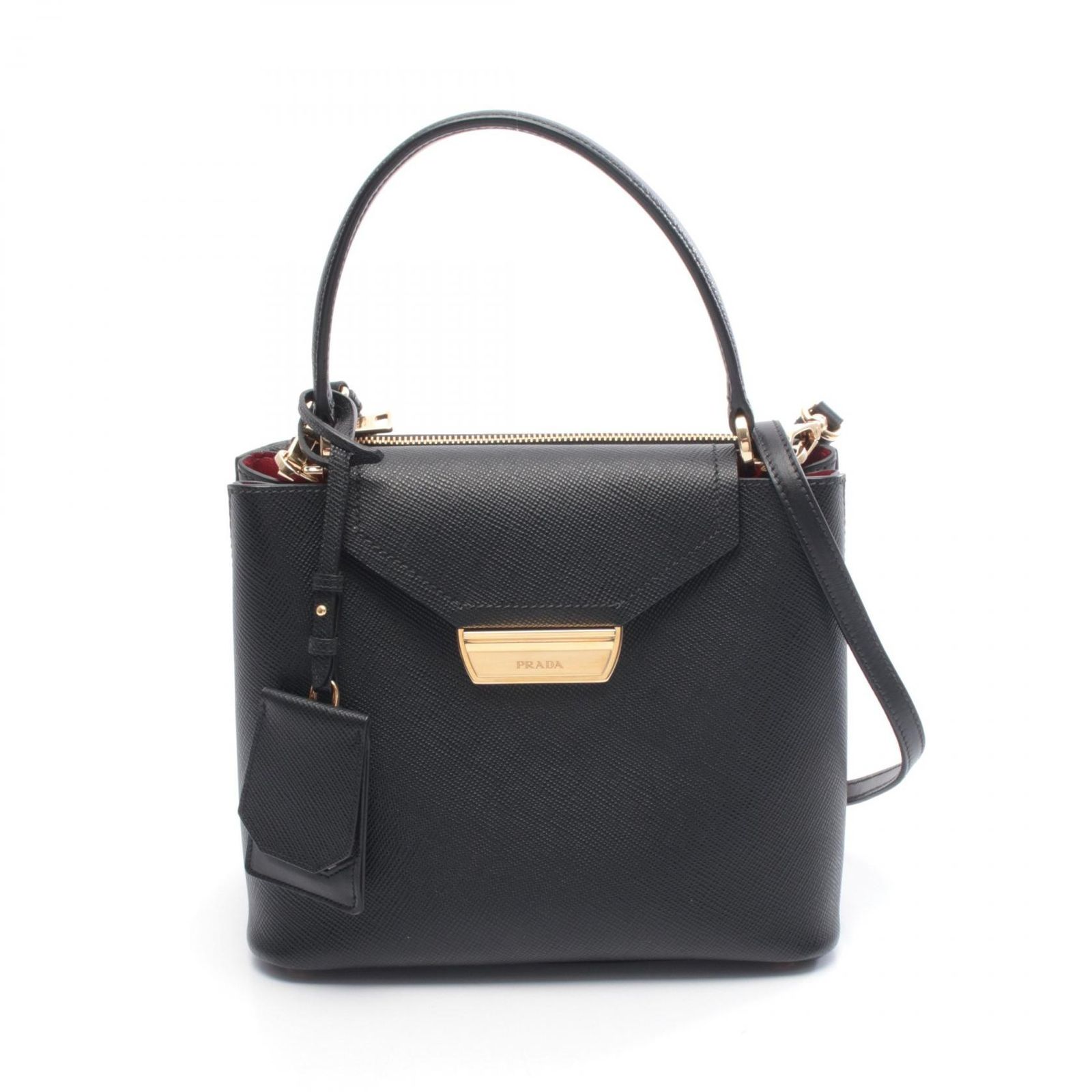 プラダ PRADA ハンドバッグ ブラック レザー イングリッド トップ 