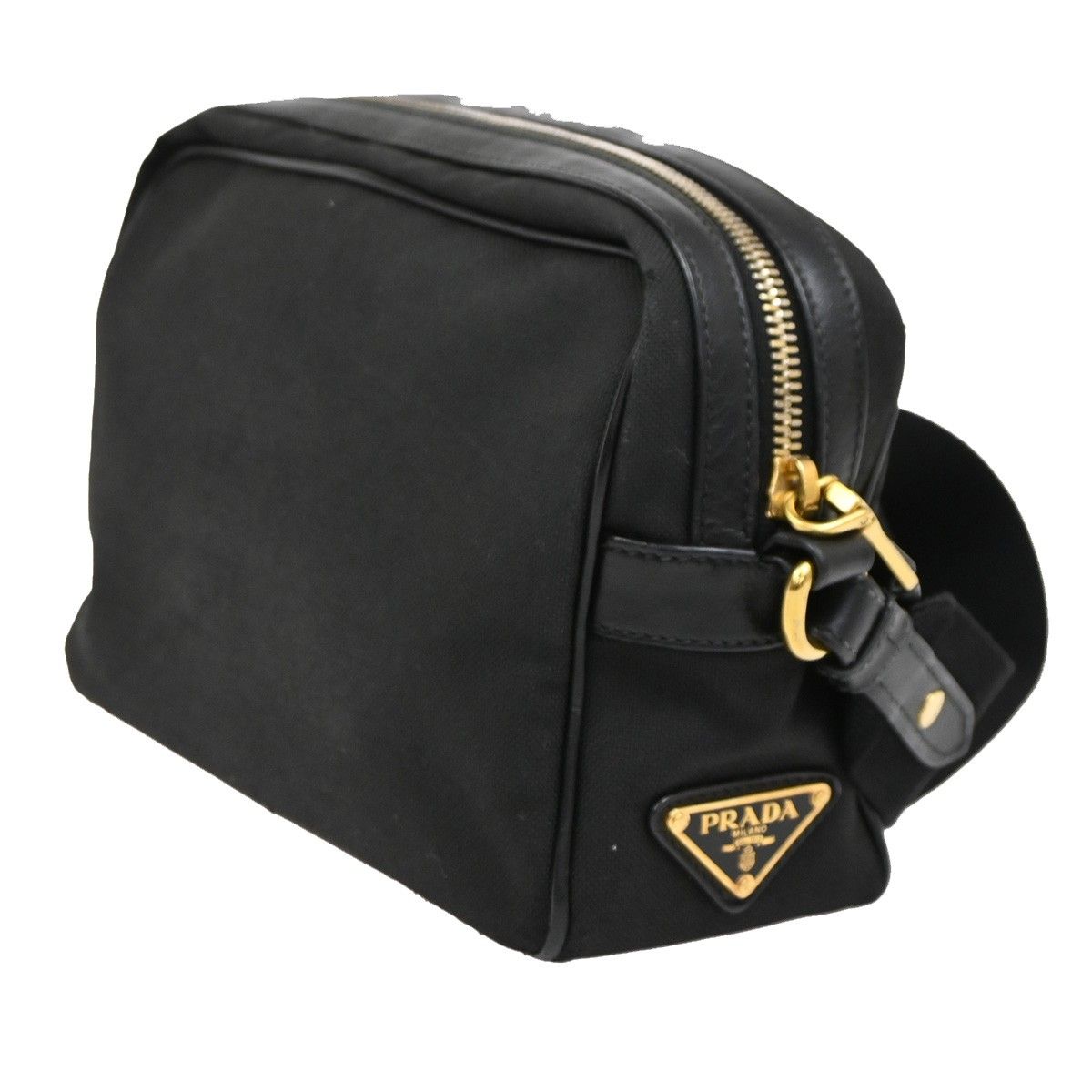 PRADA プラダ ロゴ ジャガード リボン ショルダーバッグ ブラック 