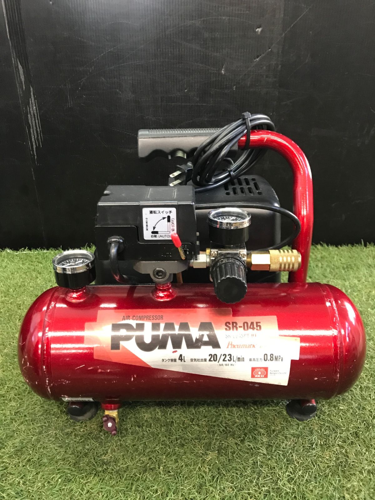 【中古品】【0906】★SK11(藤原産業) PUMA エアコンプレッサ SR-045 SR-L04SPT-01 450034　IT40M3Y4O1DI