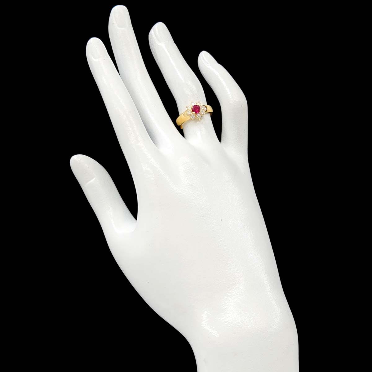 リング 11号 ルビー 0.38ct ダイヤ 0.33ct K18 YG イエローゴールド 