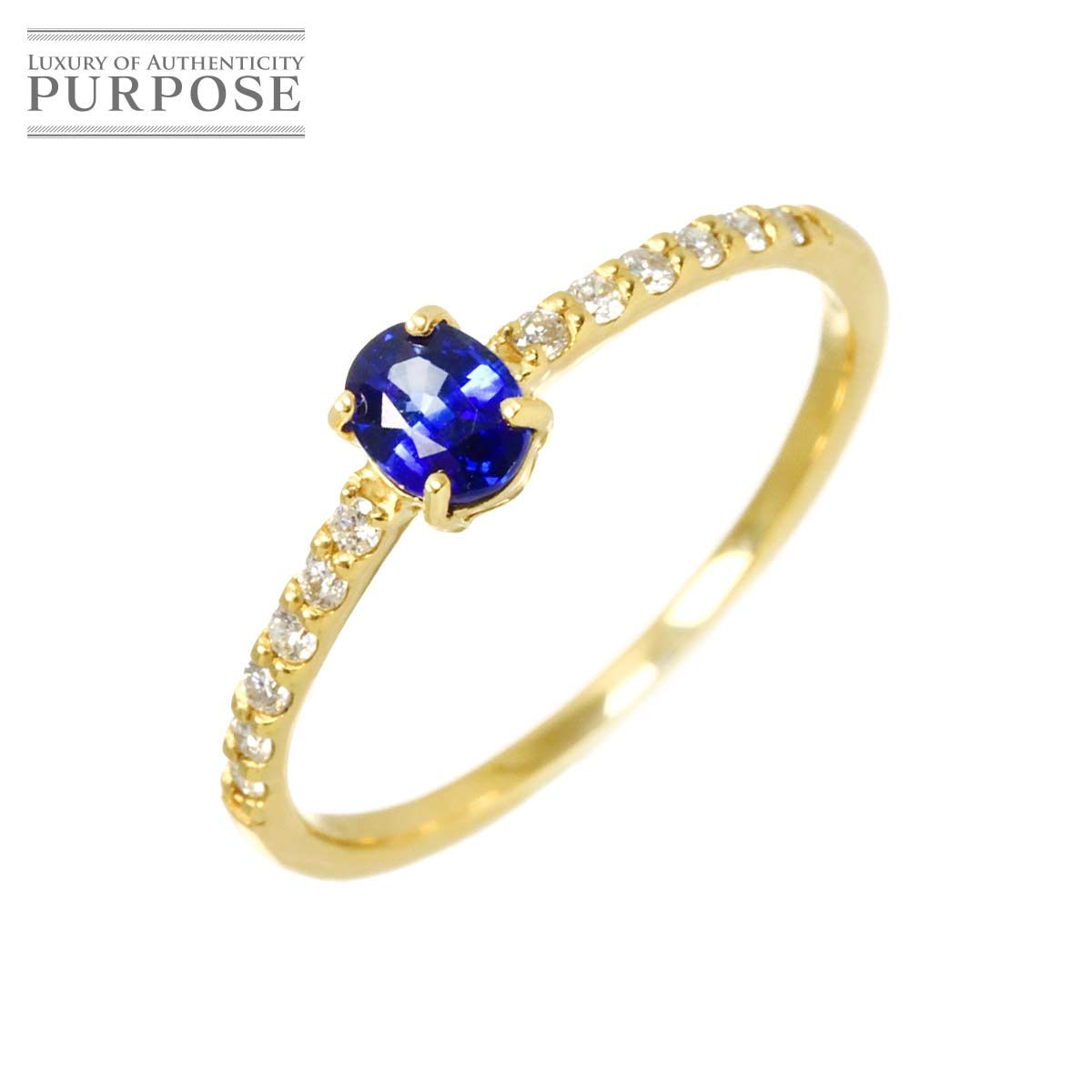 リング 11.5号 サファイヤ 0.38ct ダイヤ 0.11ct K18 YG イエロー 