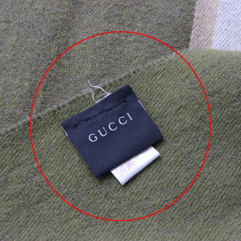 イタリア製 グッチ GUCCI カシミヤ100％ ニット フリンジ ストール /グリーン マフラー ショール GG柄 GGスプリーム【2400014454802】 イタリア製 グッチ GUCCI カシミヤ100％ ニット フリンジ ストール