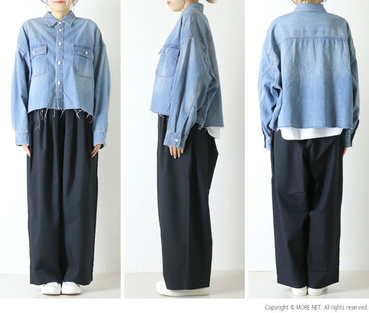しおこんぶ 新品未使用【JOHNBULL/ジョンブル】デニムクロップドシャ ジョンブル JOHNBULL デニムクロップドシャツ JL261S06 長袖 ショート