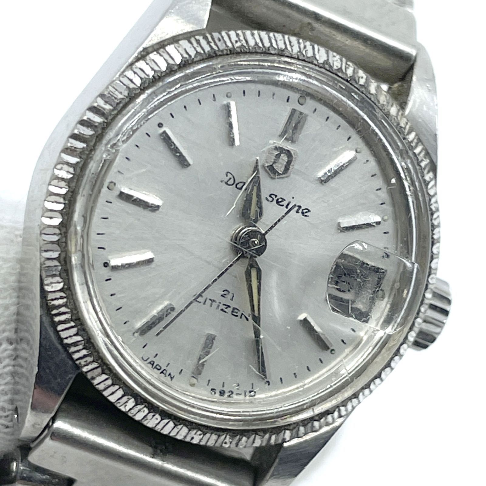 稼働品 CITIZEN シチズン デイトセーヌ date seine 手巻き腕時計 21石 