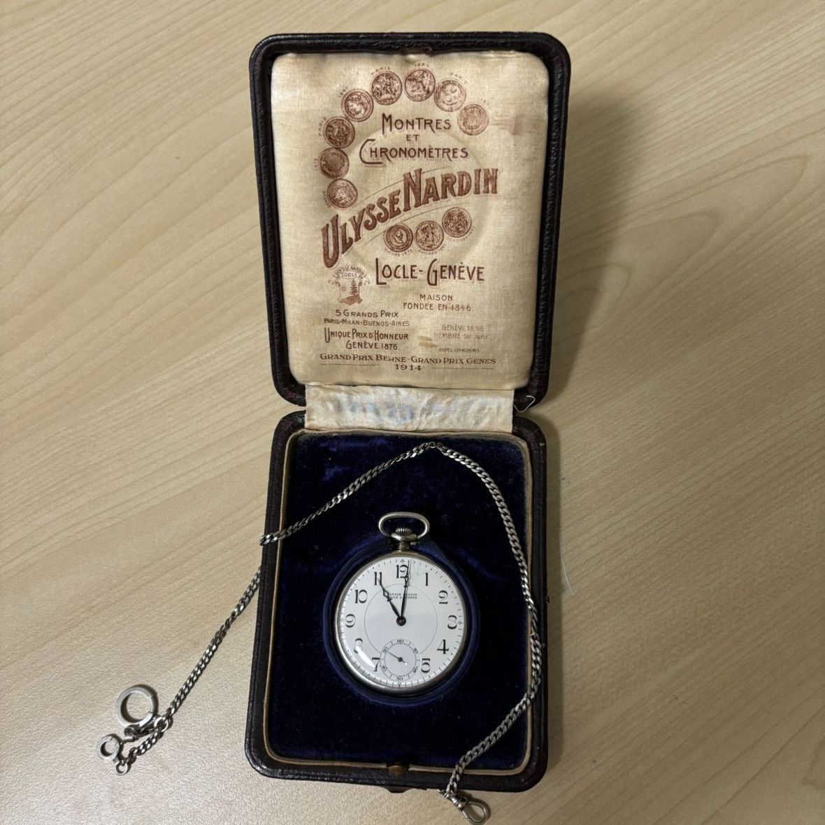 OH済 Ulysse Nardin ユリス・ナルダン プラチナ 懐中時計 純正箱 