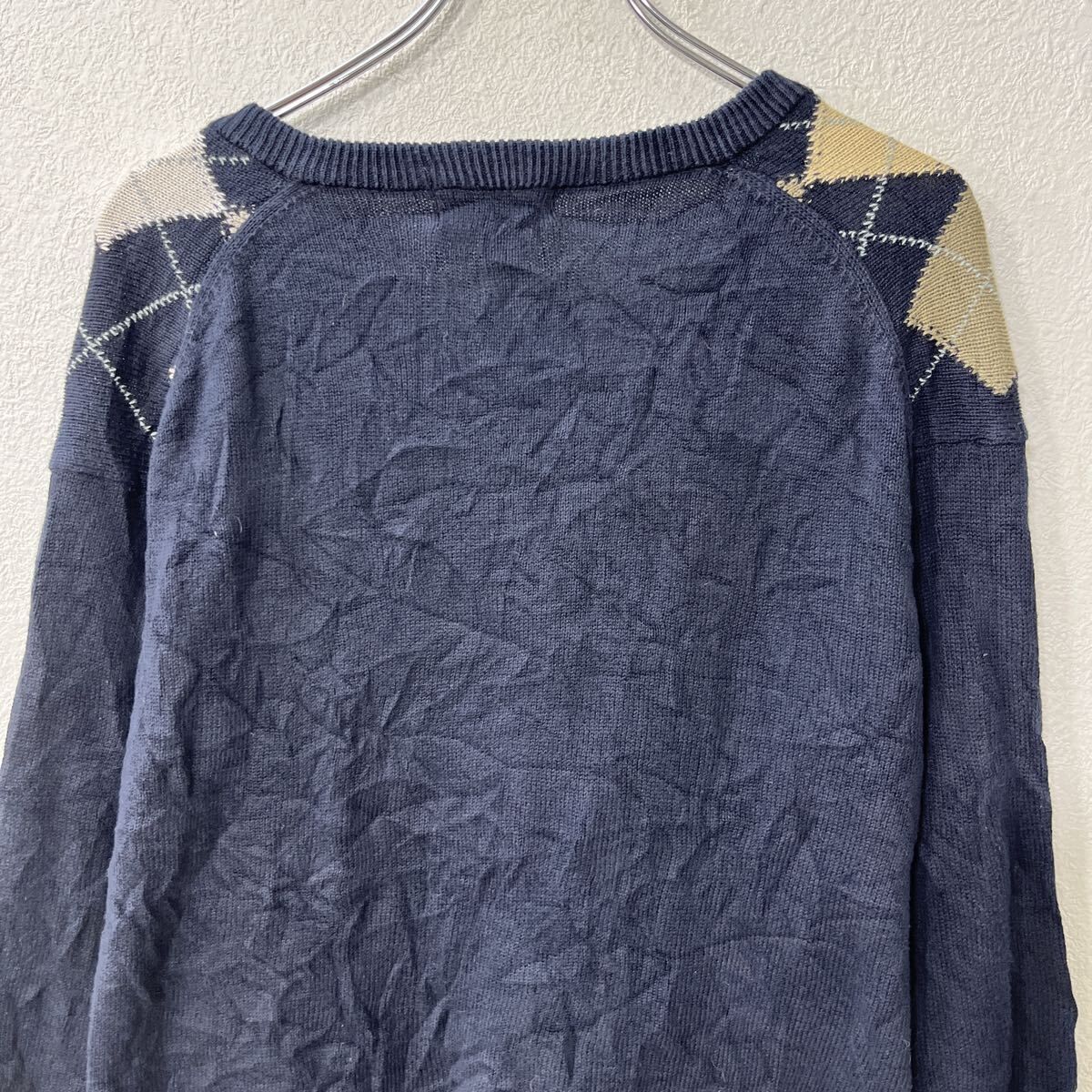 90s～ スコットランド製 L.L.Bean コットンニット セーター M ネイビー 